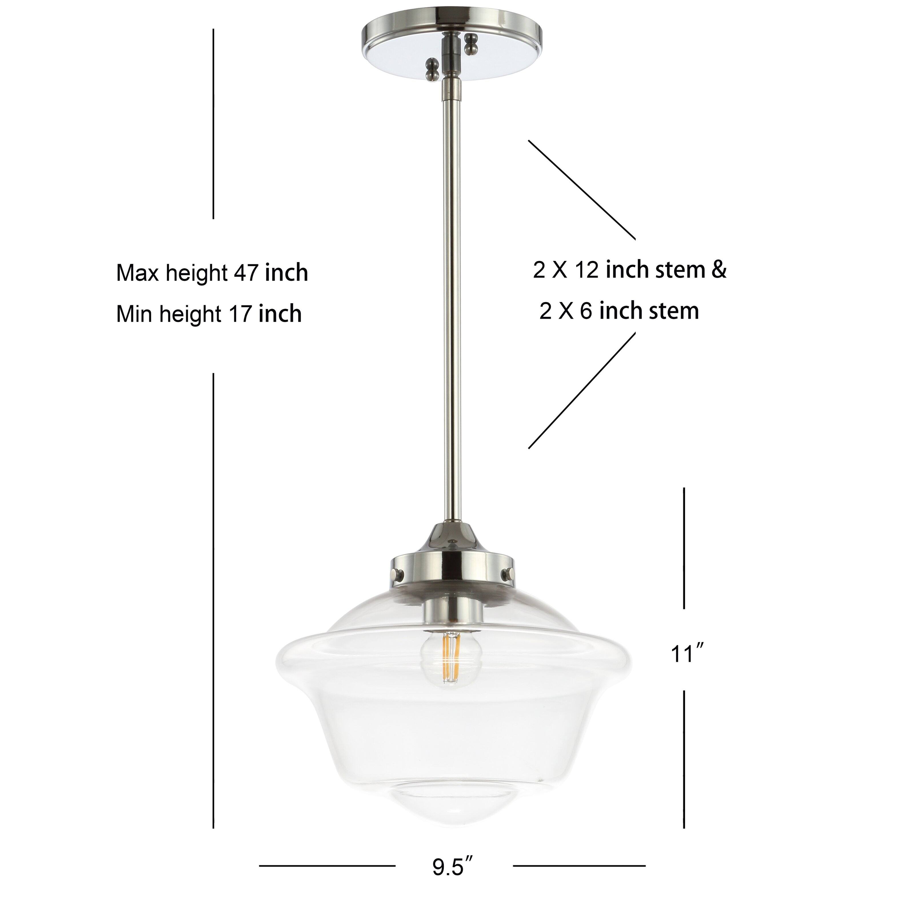 Max height 47 inch  
Min height 17 inch  
2 X 12 inch stem & 2 X 6 inch stem  
11"  
9.5"