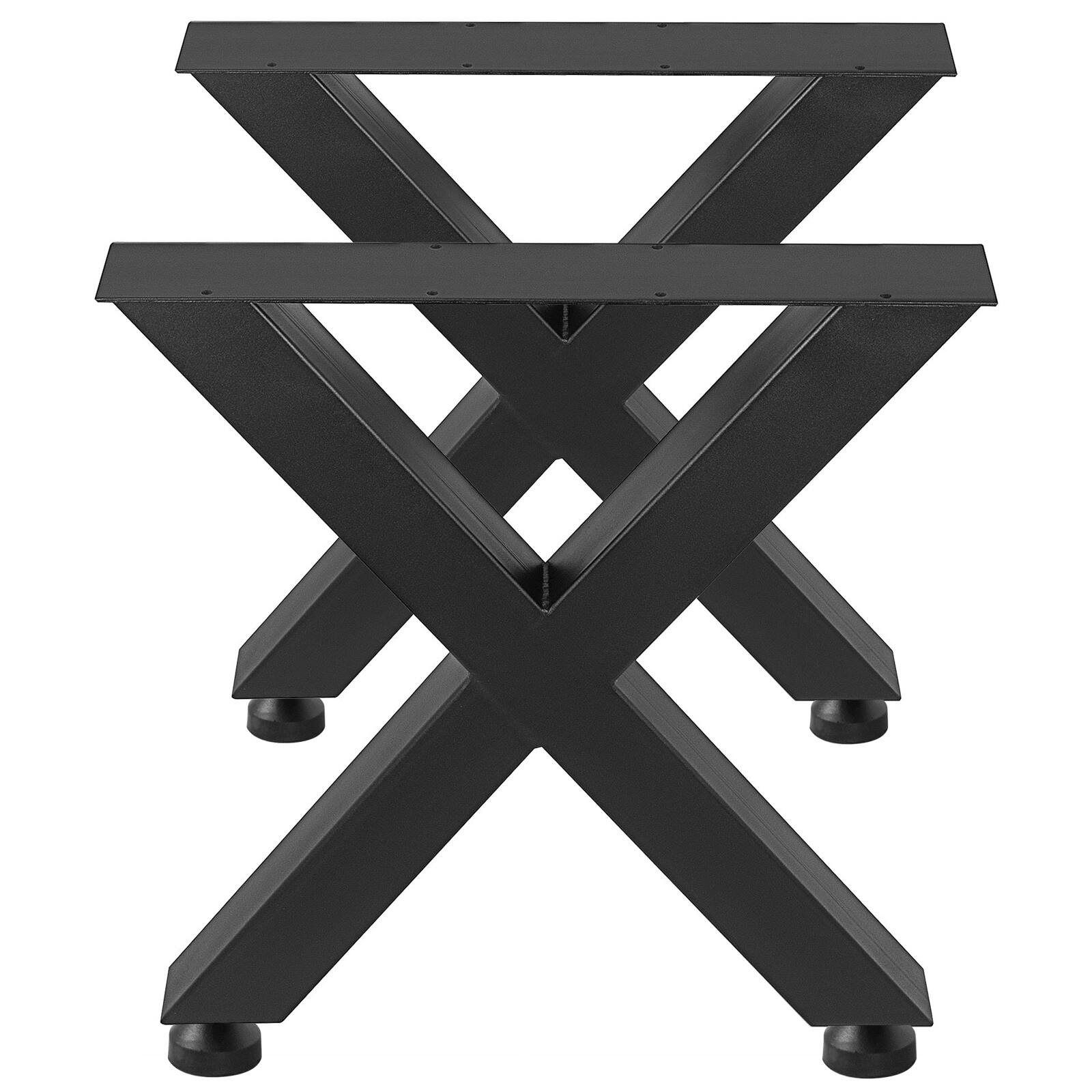 Back. VEVOR - Set of 2 Steel Table Legs, 28''Height 24''Wide Dining Table Legs, Heavy Duty 3.1" Square Box Section - Black.