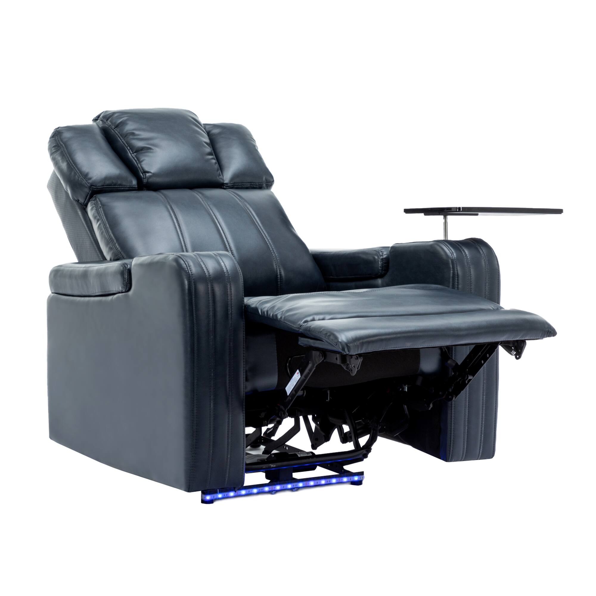 Alt View 8. APRILSOUL - Pu Leather Power Recliner Home Theater Recliner with Cooling Cup Holder Bluetooth Usb Tray Arm Storage Blue - Blue.
