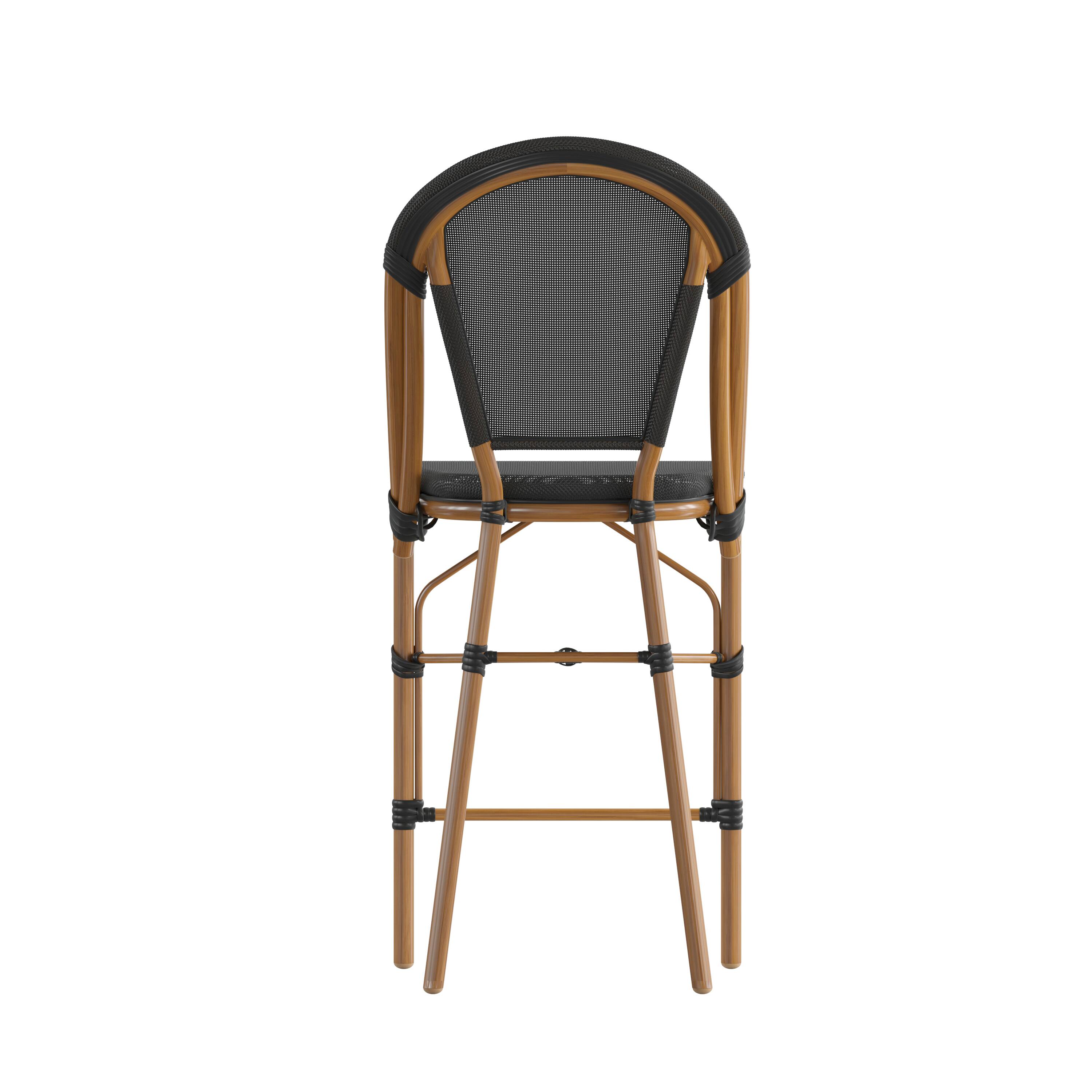 Alt View 8. Emma + Oliver - Massalia Indoor/Outdoor Bistro Style Counter Stools with Textilene Seat and Metal Frame - Black/Natural Frame.