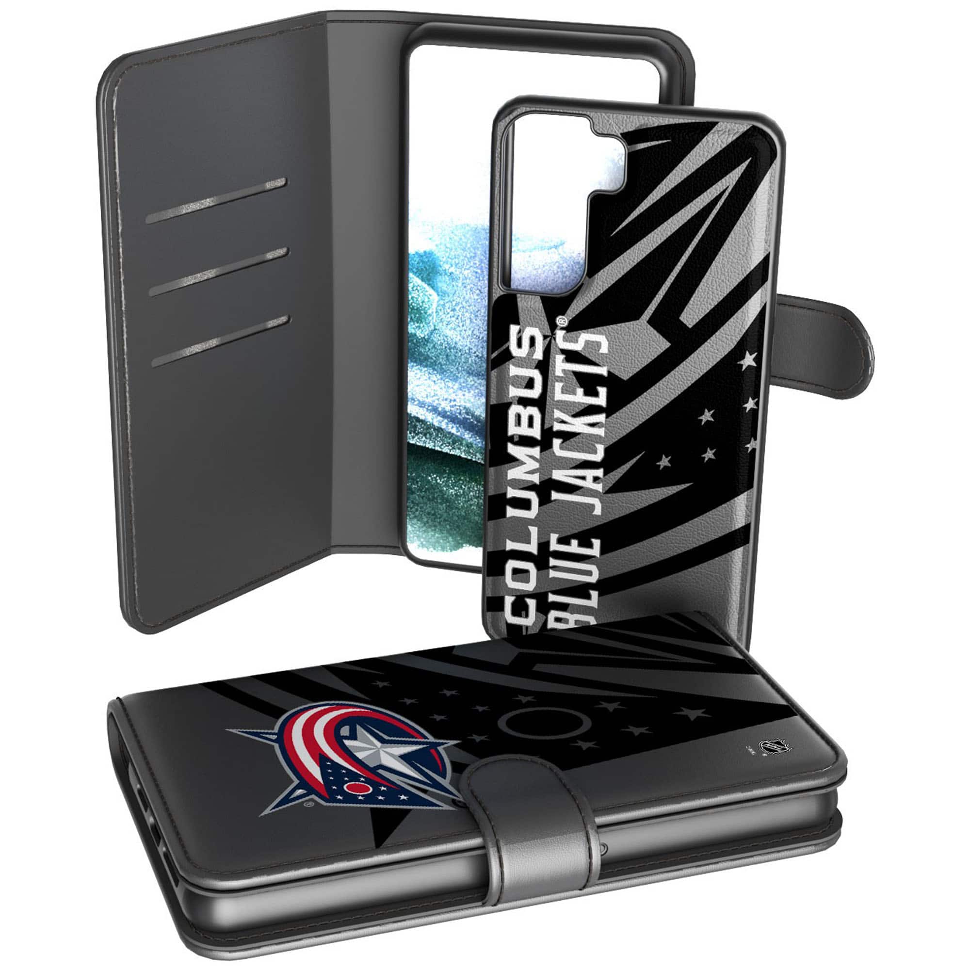 Keyscaper - NHL - Columbus Blue Jackets Samsung Galaxy Mono Tilt Wallet Case - S10 - Multicolor