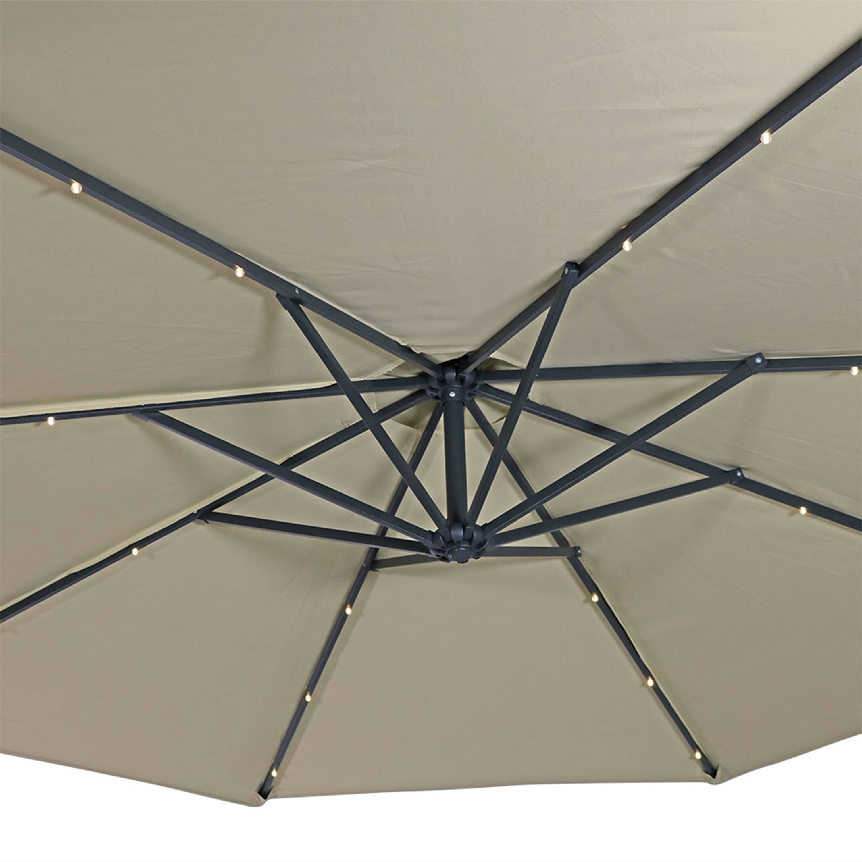 Alt View 9. Sunnydaze - 10 ft Solar Offest Steel Patio Umbrella with Crank - Beige.