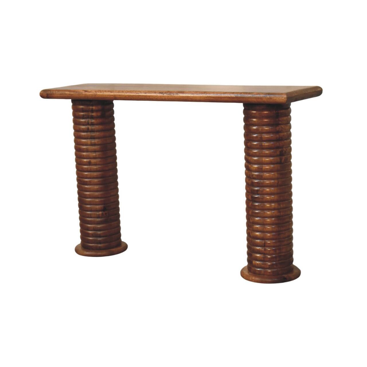Angle. Artisan Furniture - Artisan Furniture Solid WoodSculpted Leg Console - Brown.