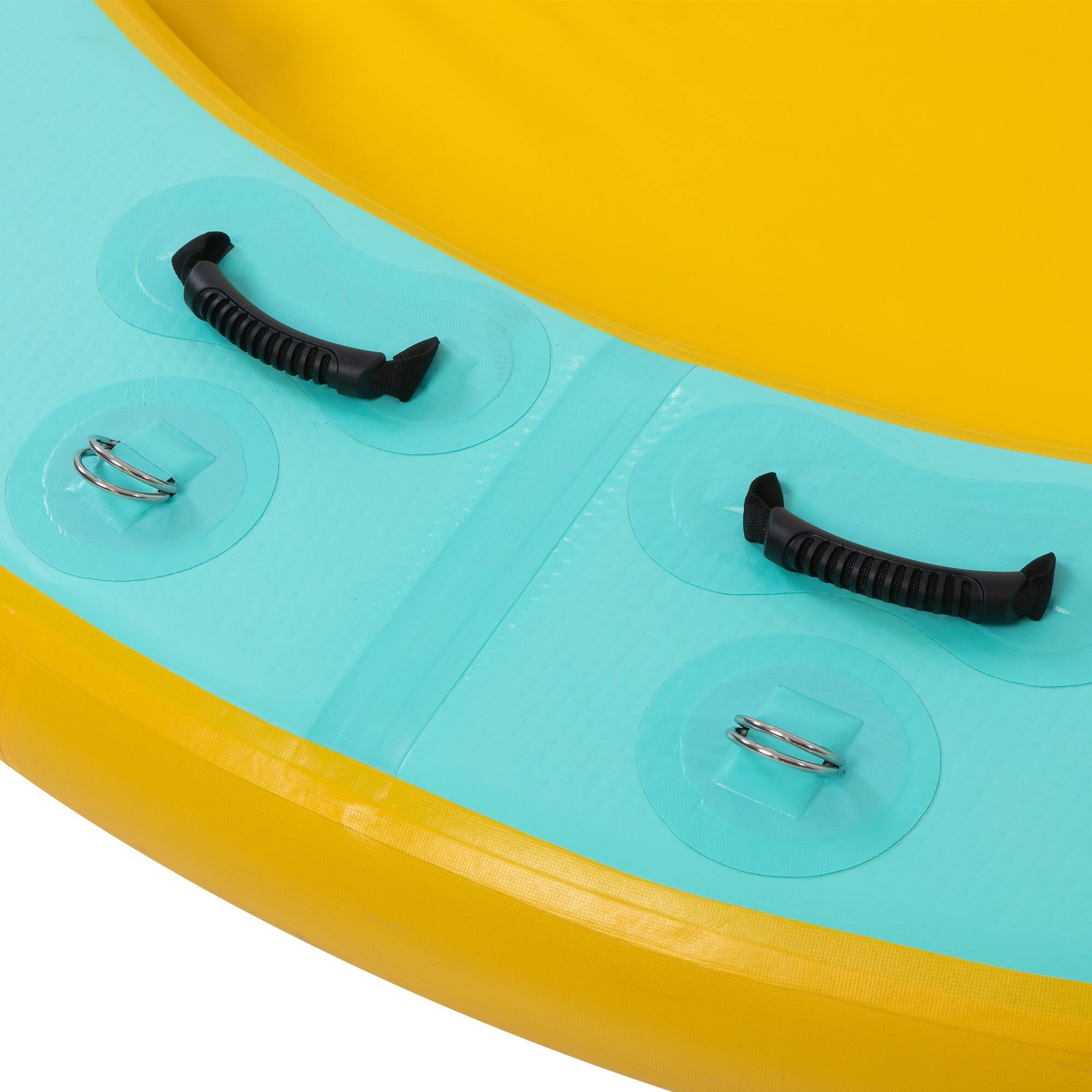 Alt View 4. Boyel Living - Mint Green/Yellow PVC 12FT Round Inflatable Water Hammock 772LBS Capacity - Yellow.