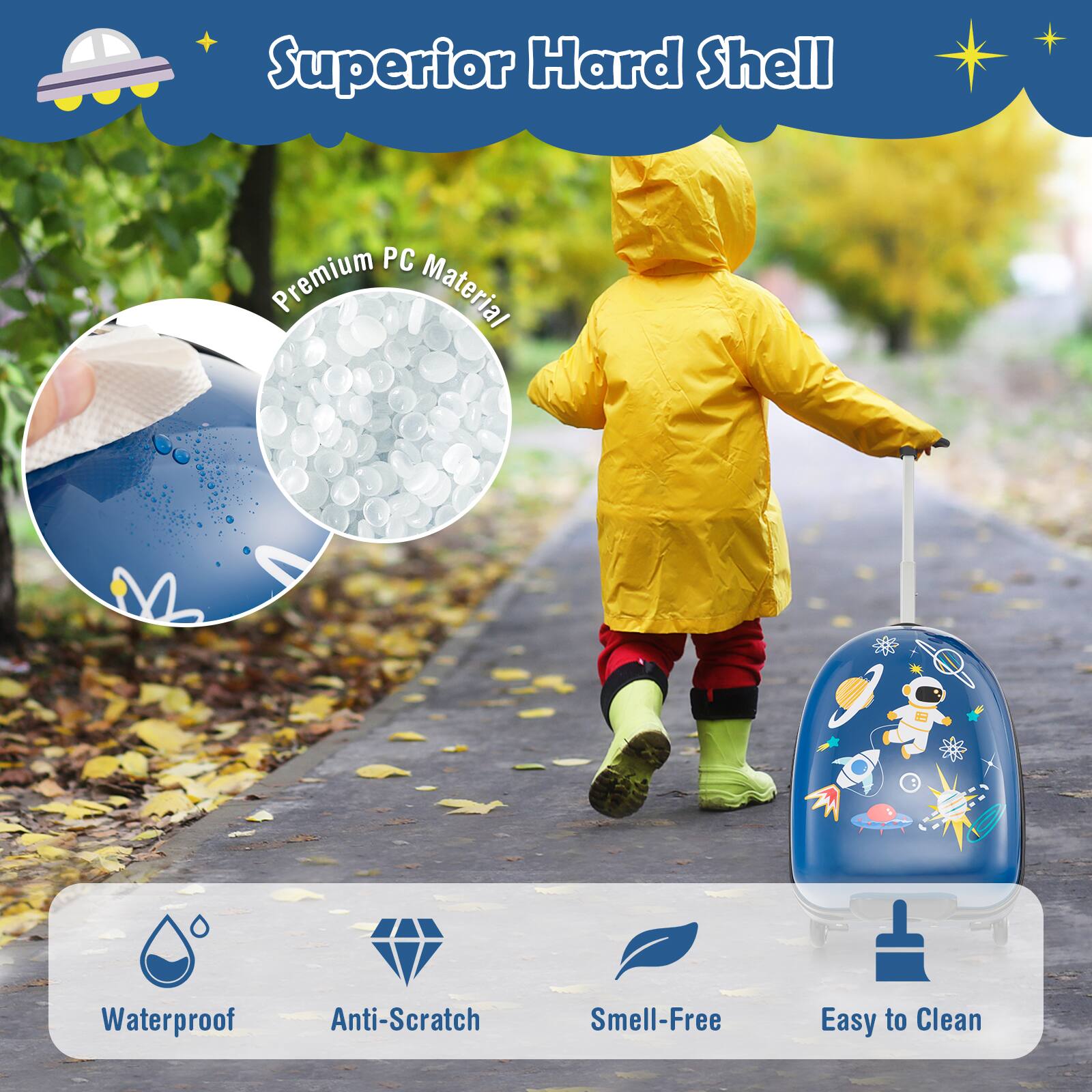 Superior Hard Shell PC Premium Material Waterproof Anti-Scratch Smell-Free Easy to Clean