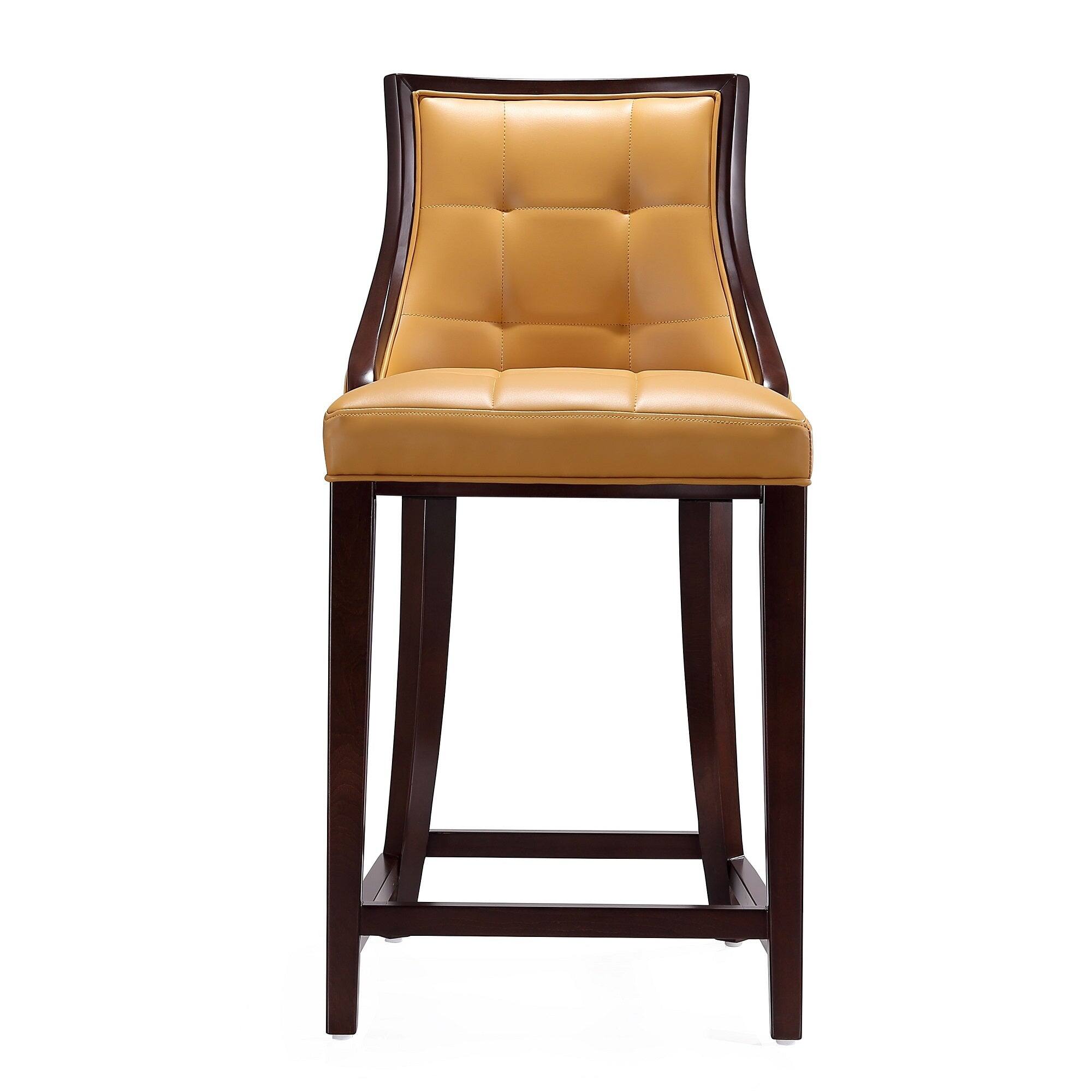 Back. Manhattan Comfort - Fifth Avenue Traditional Wood Upholstered Counter Stool - Camel.