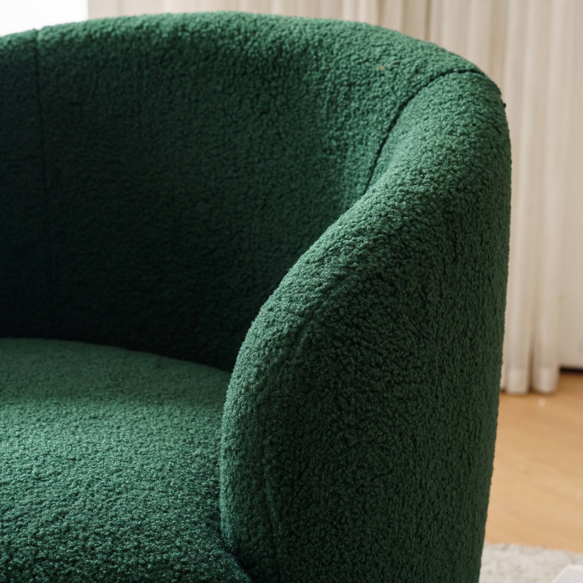Back. GOODSILO - Plush Swivel Accent Armchair with Ergonomic Design and 360-Degree Rotation for Modern Interiors - Green.