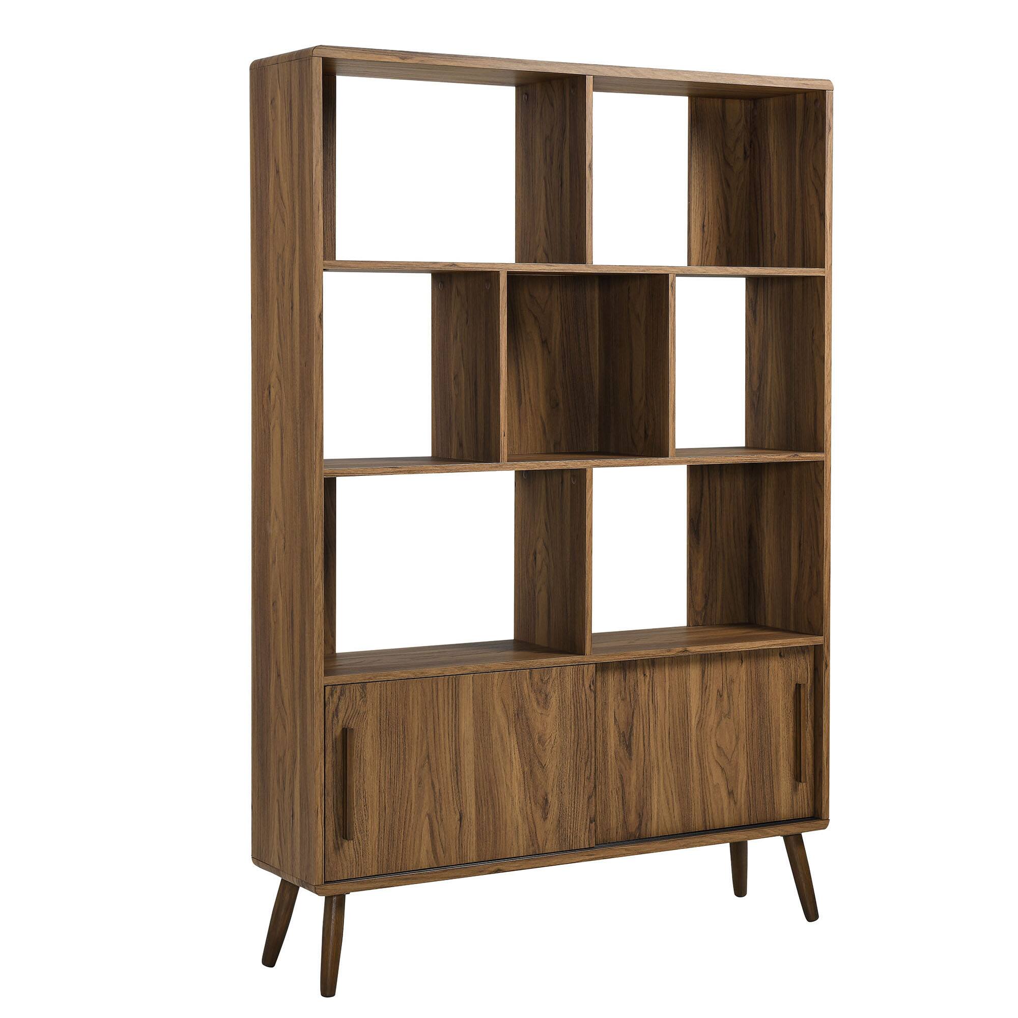Angle. Modway - Transmit 45" Bookcase with Sliding Doors by Modway - Walnut.