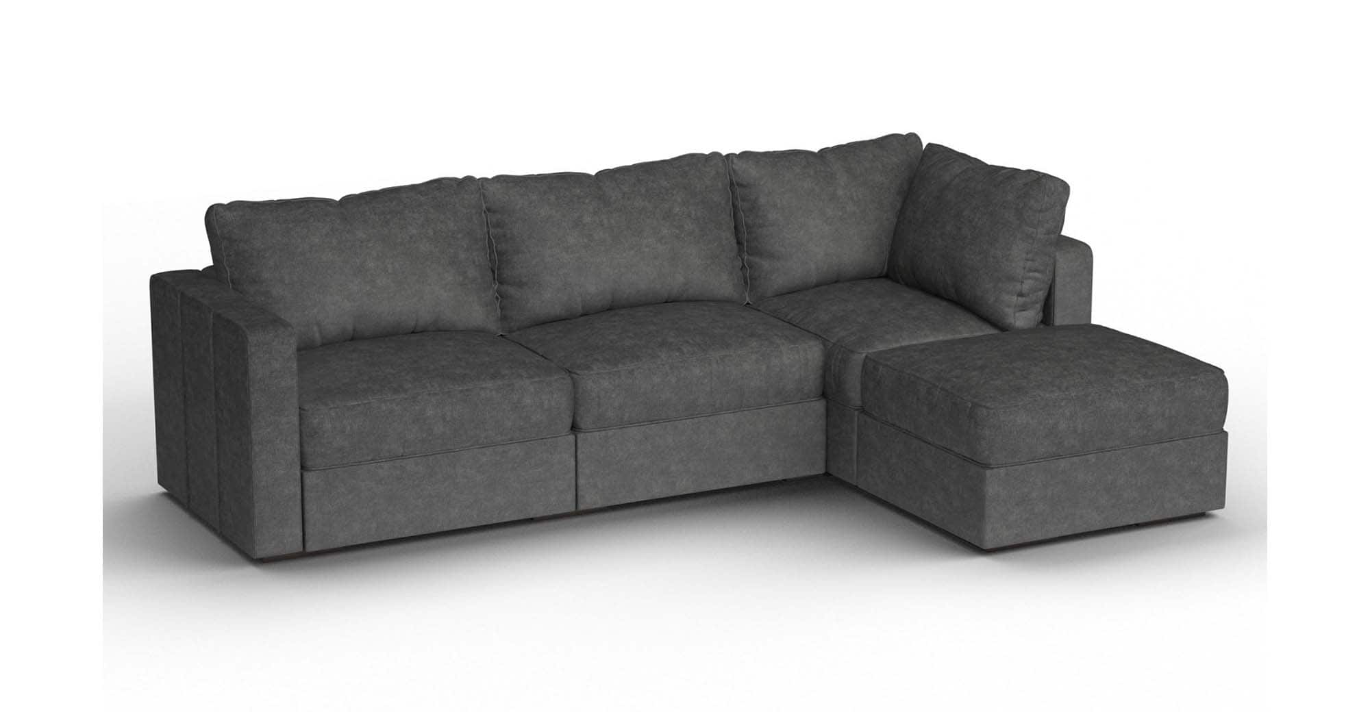 Lovesac - 4 Seats (3 Storage) + 5 Sides Charcoal Grey Corded Velvet & Standard Foam Sactional - Charcoal Grey - Front_Zoom