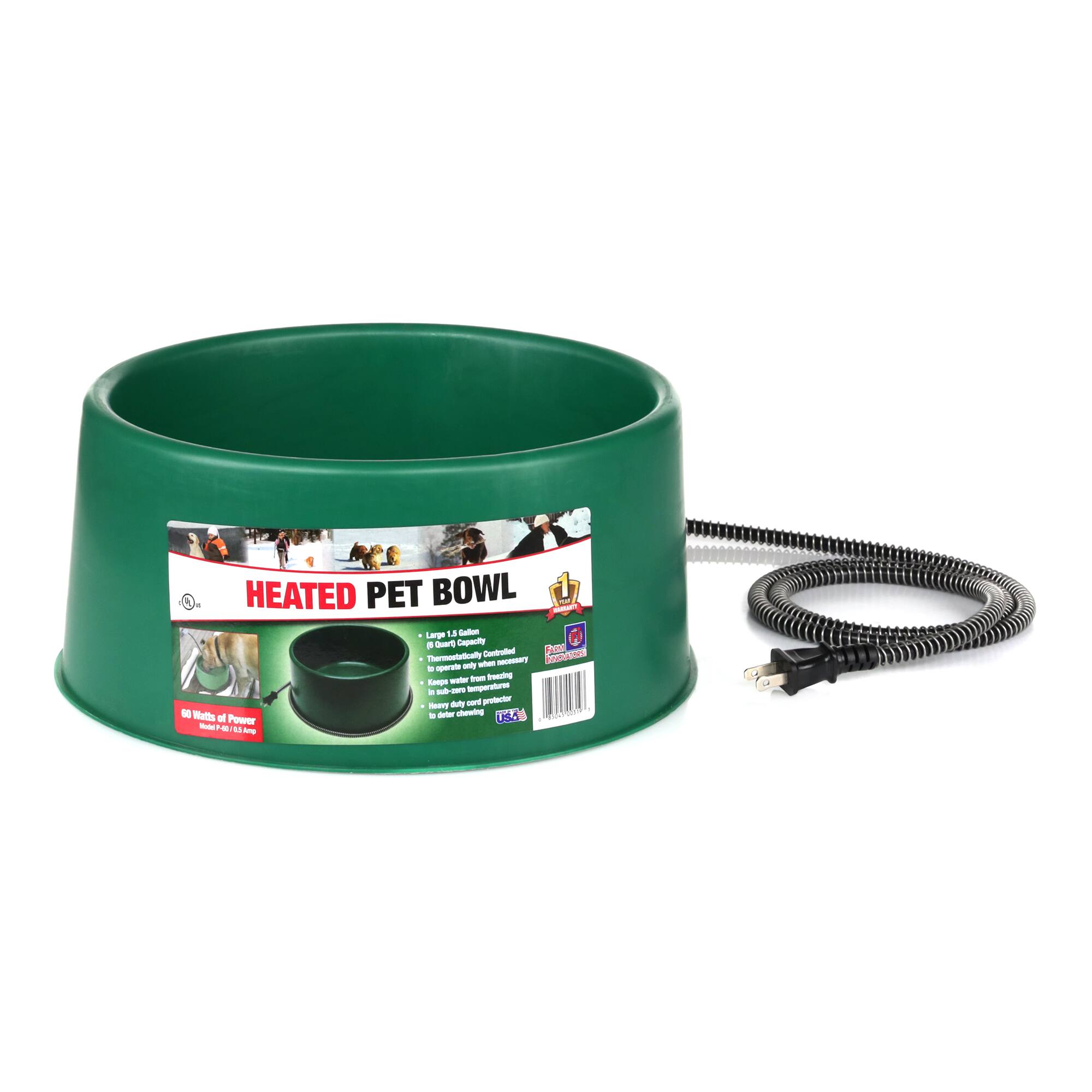 HEATED PET BOWL  
Large 4.5 Litre Capacity  
Thermostatically Controlled  
10 Watts of Power  
Made in the USA  
TUSTANE Power