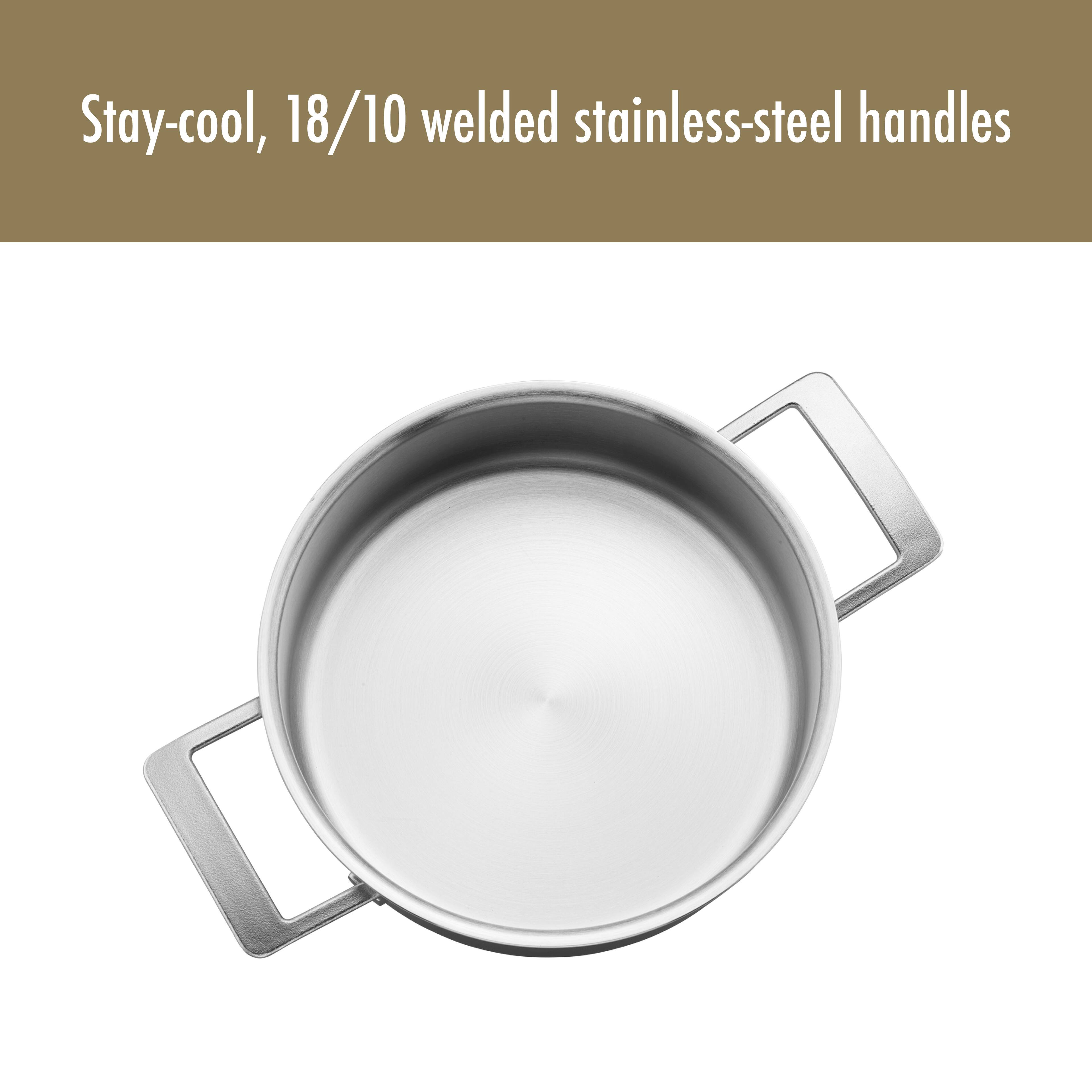 Stay-cool, 18/10 welded stainless-steel handles