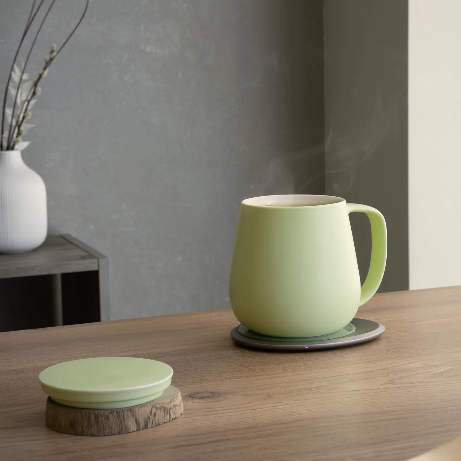 Left. OHOM - OHOM Ui Plus Set Self-Heating Mug Rosy Apricot - Green.