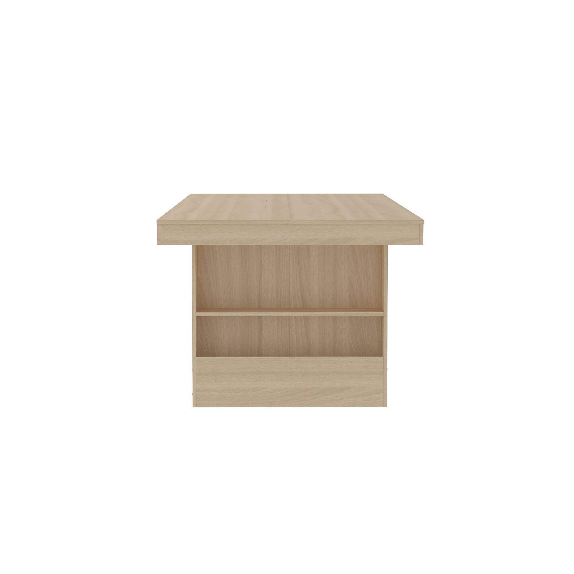 Left. Famapy - Famapy Executive Office Desk: Minimalist Design, Built - in Storage - Wooden.