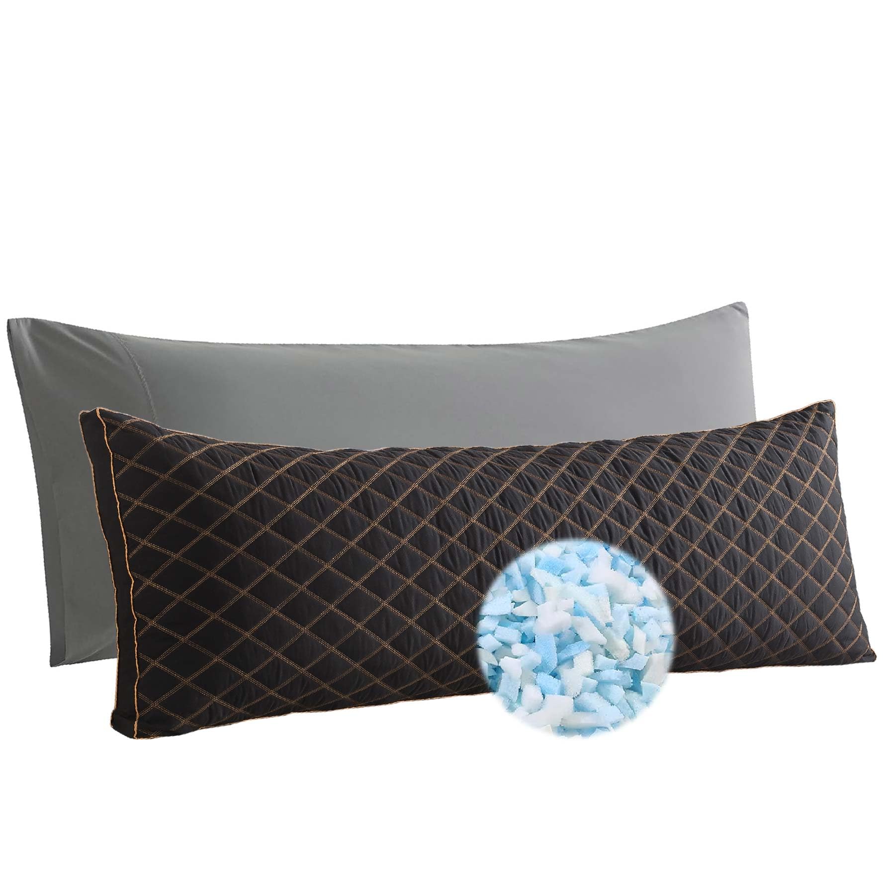 Front. Skar Audio - Memory Foam Body Pillow With Removable Pillowcase-fluffy Pillows For Adults -large Long Bed Sleeping - Inch - Black-golden Piped Edge LONG BODY PILLOW.