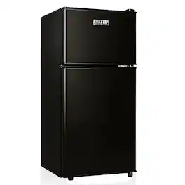 OSTBA - Mini Fridge Freezer 3 Cu.Ft, Reversible Door with 7 Settings Adjustable Thermostat - Black