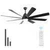 Front. Sofucor - 72 inch Ceiling Fans Light Kits w/ Remote Reversible DC Dimmable Timing 3CCT LED Light Chandelier Industrial Ceiling Fan - Black.