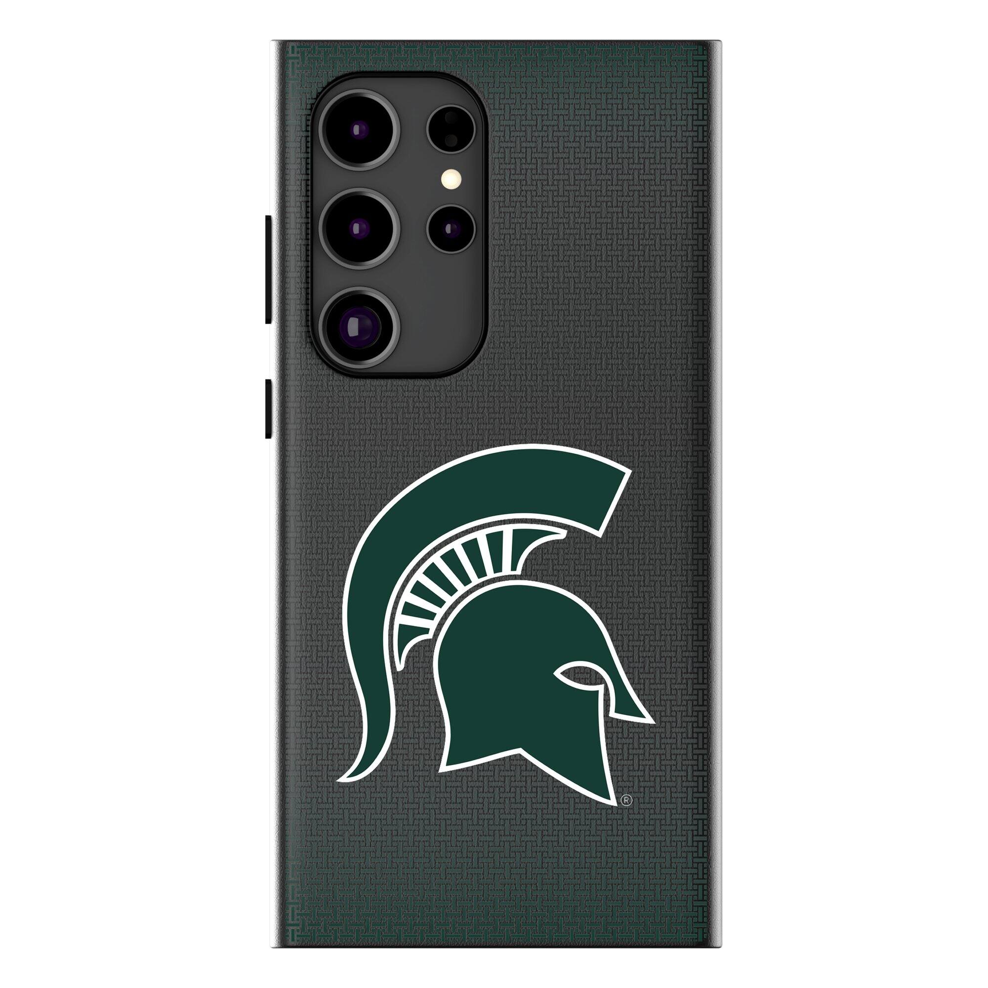 Front. Keyscaper - Michigan State Spartans Linen Galaxy Magnetic Bump Case - S24 - Black.