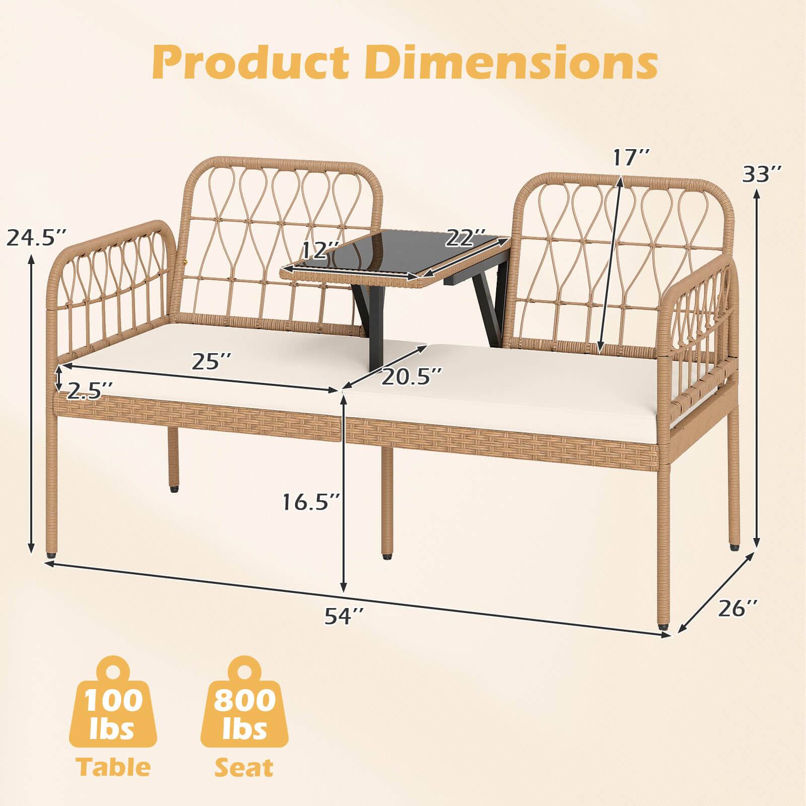 Product Dimensions: 17" x 33" x 24.5" x 12" x 22" x 2.5" x 25" x 20.5" x 16.5" x 54" x 26"  
Table: 100 lbs  
Seat: 800 lbs