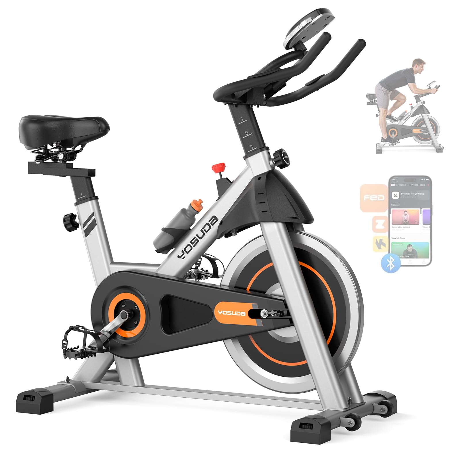 YOSUDA - Exercise Bike, Stationary Bike for Home with Exclusive App, Indoor Cycling Bike with 300 lbs Capacity - Black