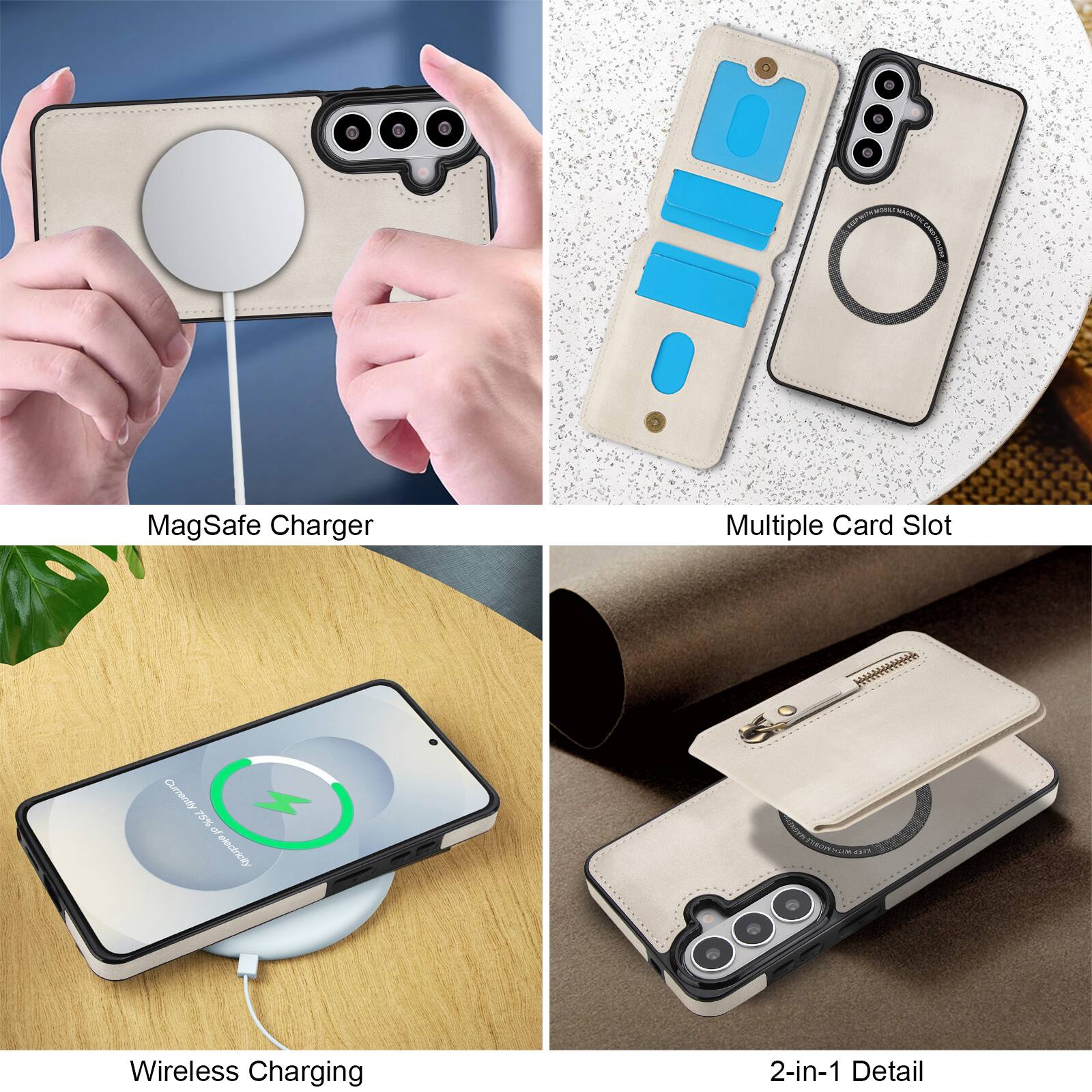 MagSafe Charger  
Multiple Card Slot  
Curreno S of feleotricly no Wireless Charging  
2-in-1 Detail