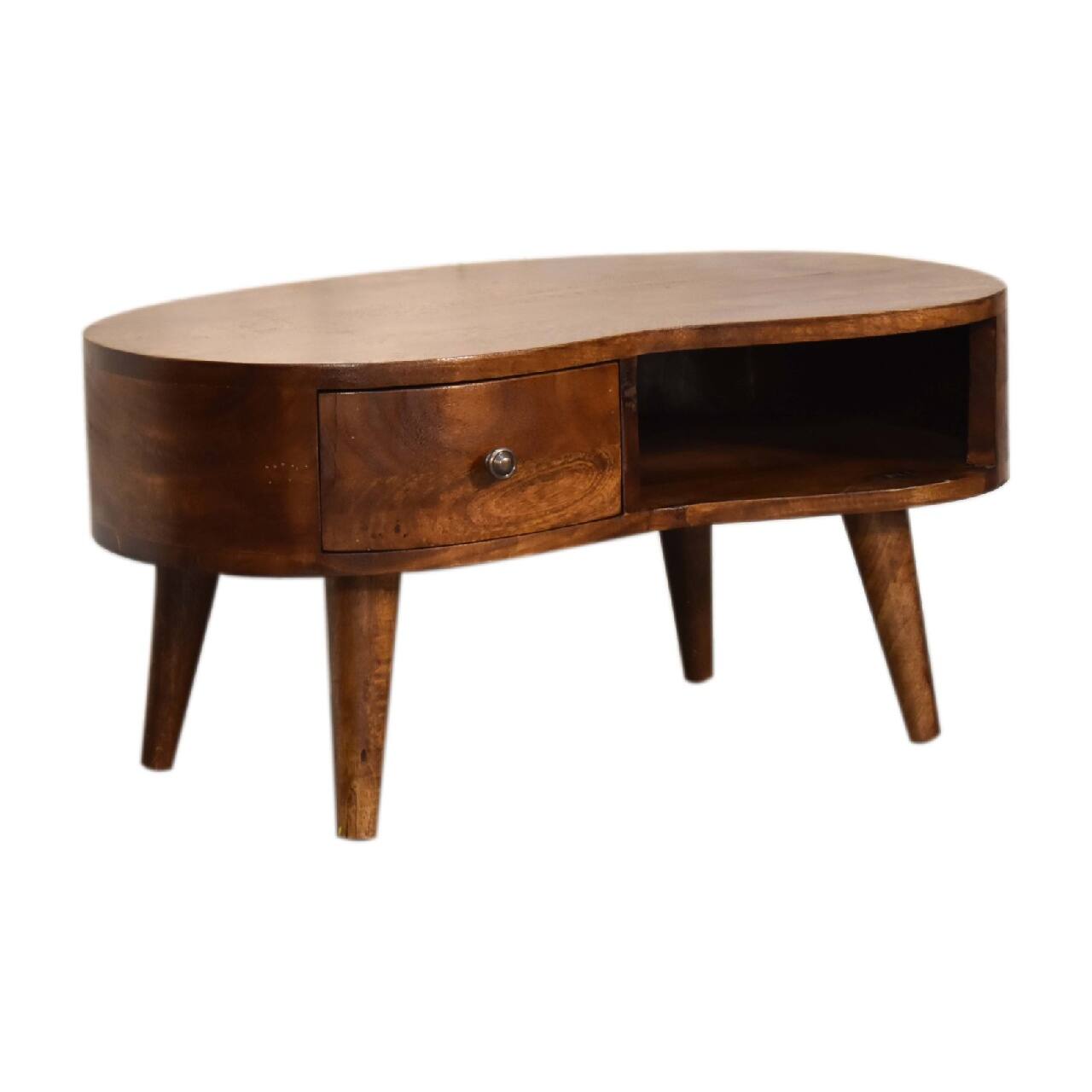 Back. Artisan Furniture - Artisan Furniture Solid Wood Mini Chesnut Wave Coffee Table - Brown.