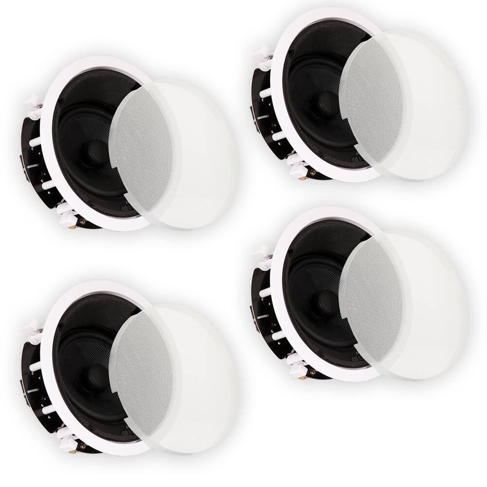 Front. Theater Solutions by Goldwood - TSS6A Home Theater Deluxe in Ceiling 6.5" Angled 4 Speaker Set - Paintable White.
