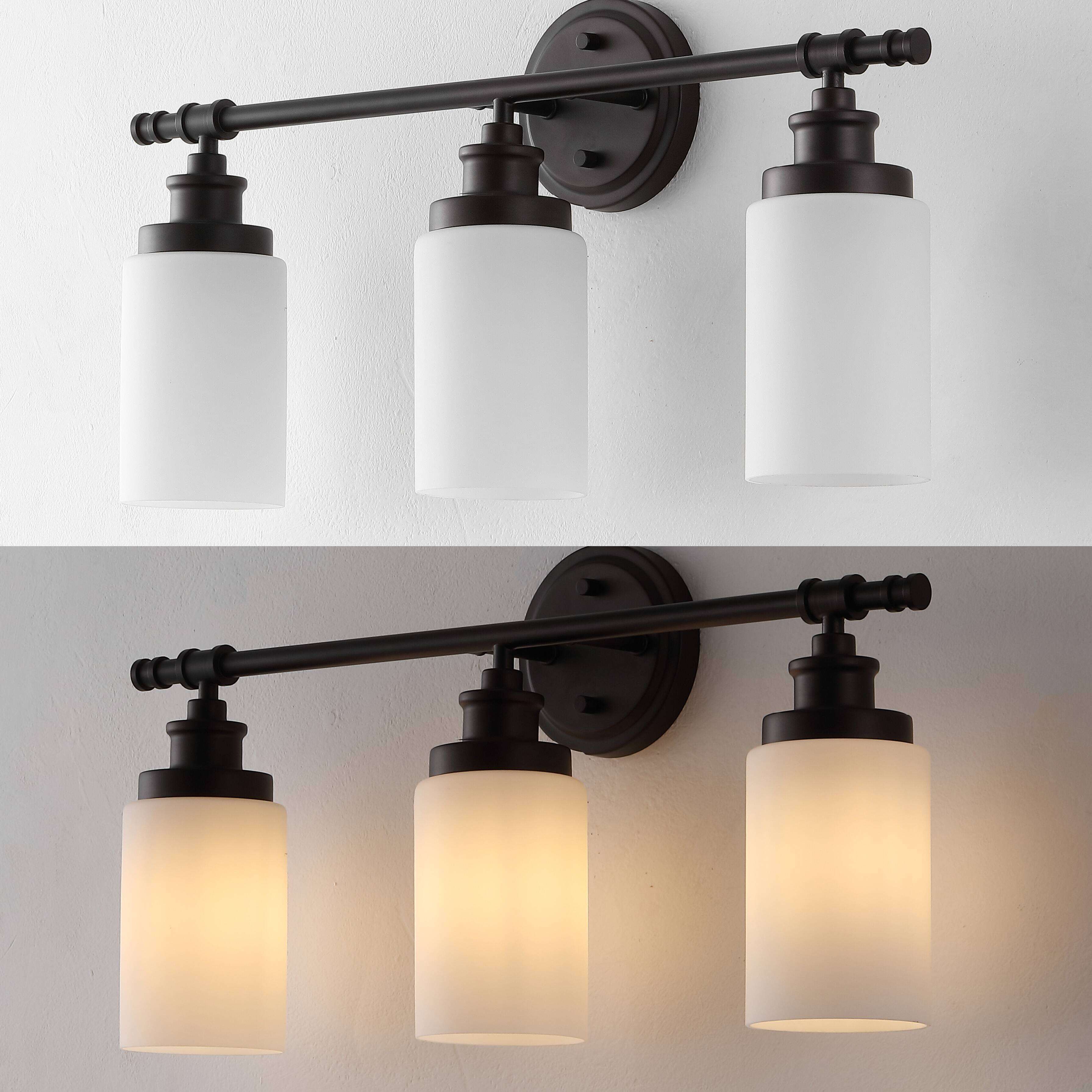 Alt View 5. Jonathan Y - Egan 23.25" 3-Light Vanity Light with Frosted Glass Shades and Bathroom Accessory Set, Oil Rubbed Bronze (5-Piece) - Oil Rubbed Bronze.