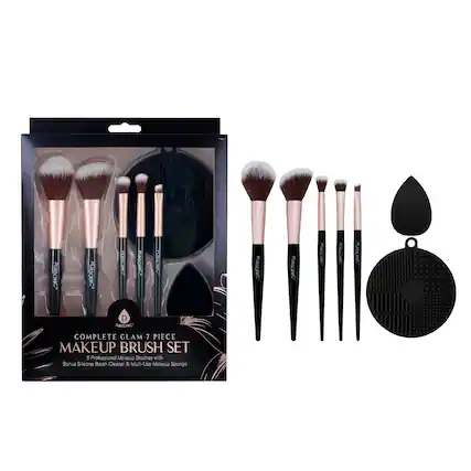 PURSONIC
COMPLETE GLAM 7 PIECE MAKEUP BRUSH SET
5 Professional Makeup Brushes with Bonus Silicone Brush Cleaner & Multi-Use Makeup Sponge