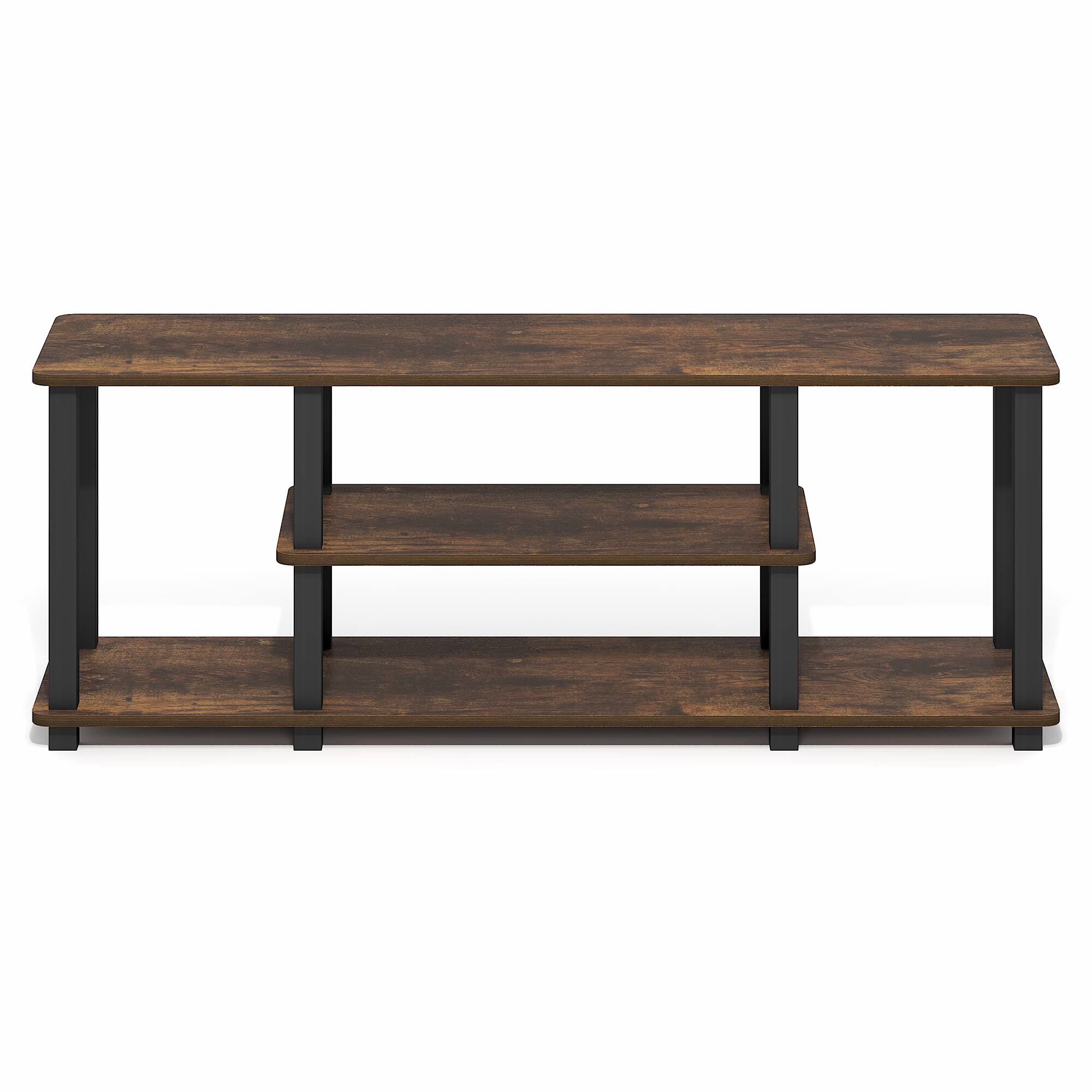Alt View 6. Furinno - TURN-S-TUBE TV Stand, Open Shelf Entertainment Center, TV Console for TV up to 50 Inch, Open Back, Toolless Assembly - Amber Pine/Black.
