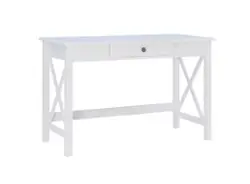Linon Home Décor - Delevan Solid Wood Laptop Desk With Drawer - Antique White - Front_Zoom