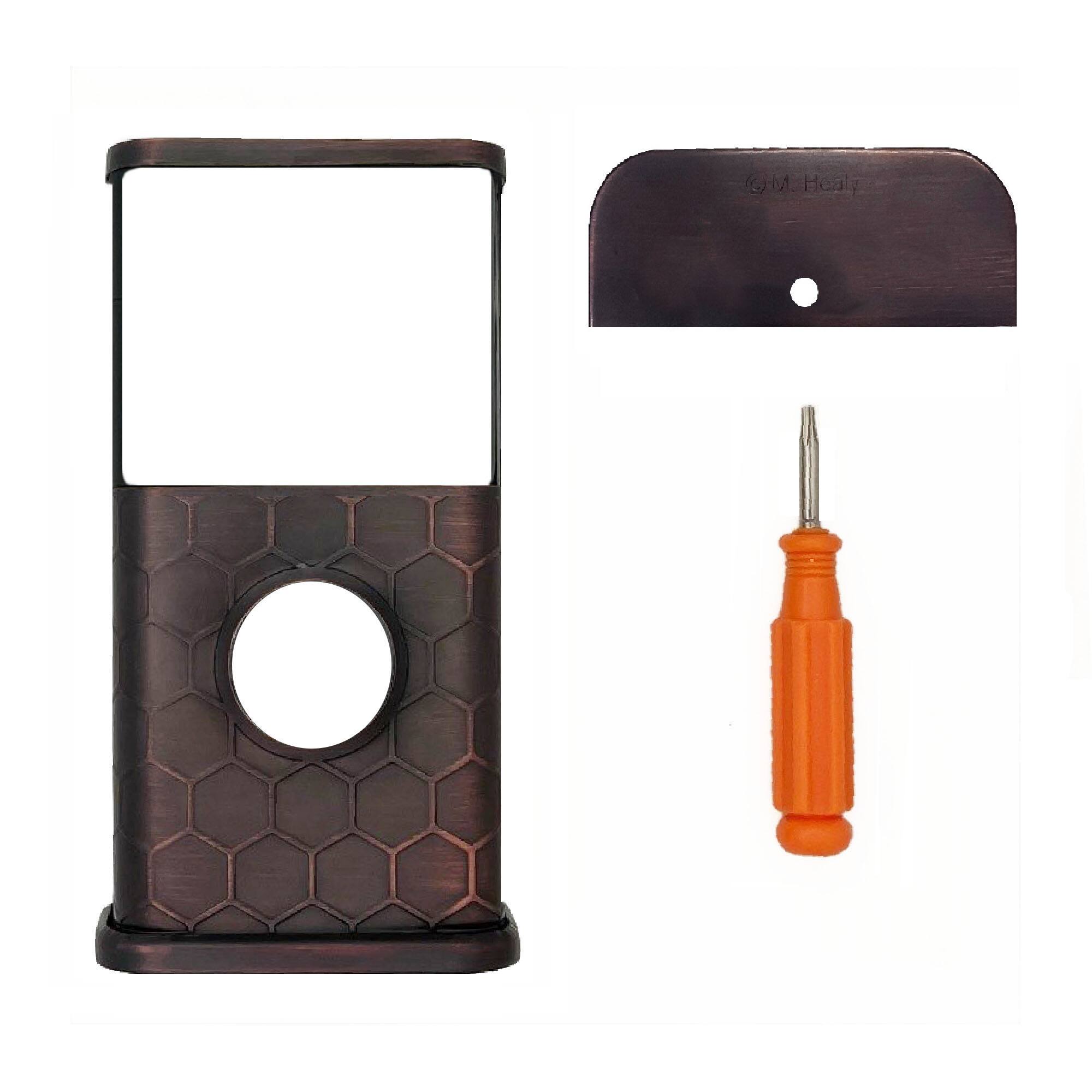 Back. Michael Healy - Honeycomb Video Doorbell Cover (Ring 3, 3 Plus, 4, Battery Plus and Battery Pro) - Oiled Bronze.