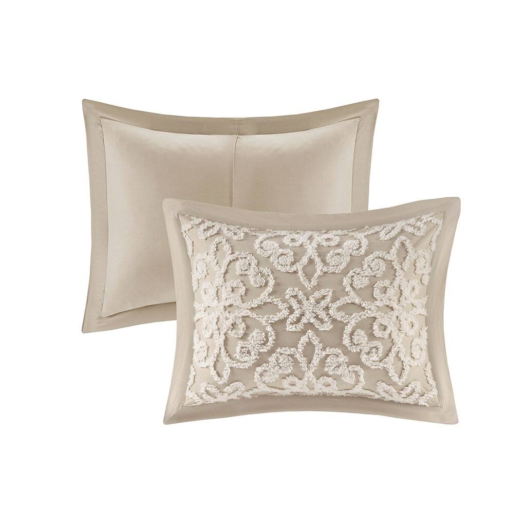 Alt View 3. Gracie Mills - Gracie Mills Eldridge 3-Piece Tufted Chenille Floral Medallion Bedspread Set - Taupe.
