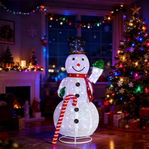 Alt View 9. Winado - 5.7FT Christmas Snowman Holding Candy Cane Pre-lit Pull Up with Lights for Indoor Outdoor Holiday Party Decorations - Multicolor.