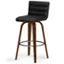 Angle. Simpli Home - Roland Mid Century Modern swivel bar stool in black vegan faux leather - Black.