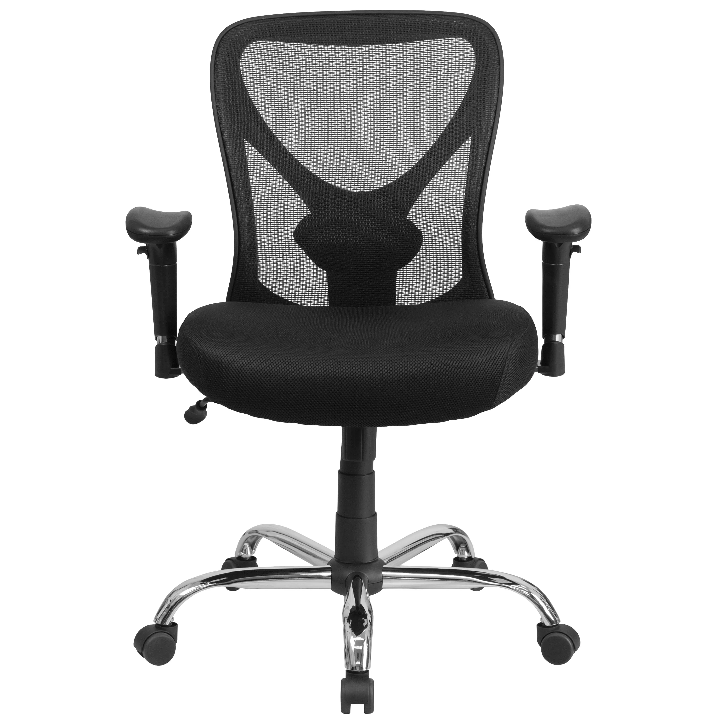 Alt View 7. Emma + Oliver - Big & Tall 400 lb. Rated Mesh Swivel Ergonomic Task Office Chair with Height Adjustable Back and Arms - Black.