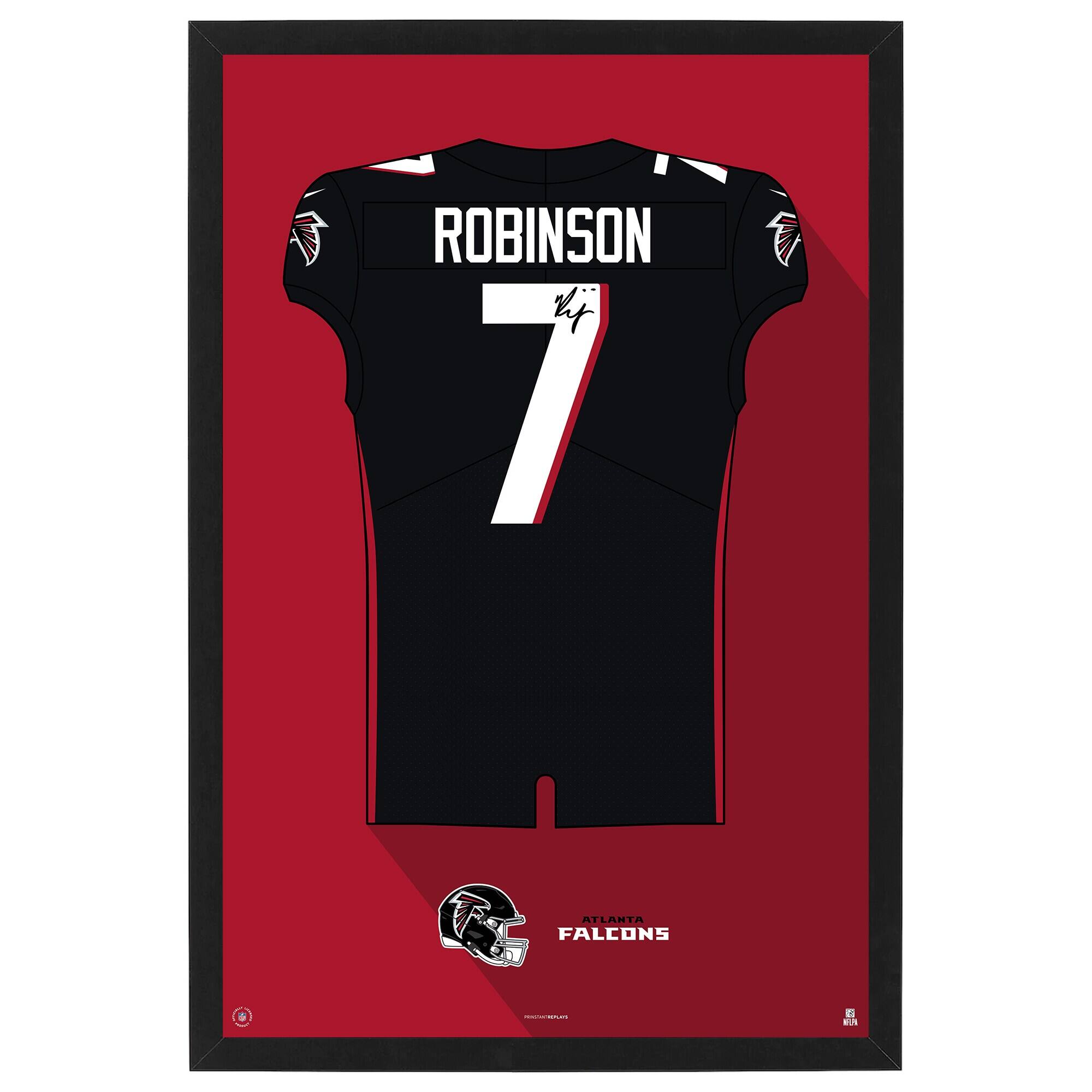 Sporticulture - Bijan Robinson Atlanta Falcons Home Jersey Framed Art Print - Black