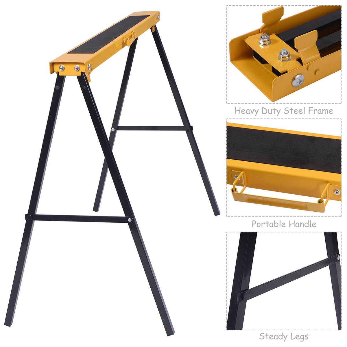Heavy Duty Steel Frame  
Portable Handle  
Steady Legs