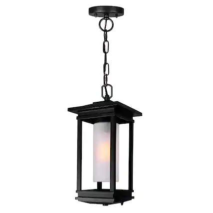 Front. CWI Lighting - Granville 1 Light Black Outdoor Hanging Light - Black.