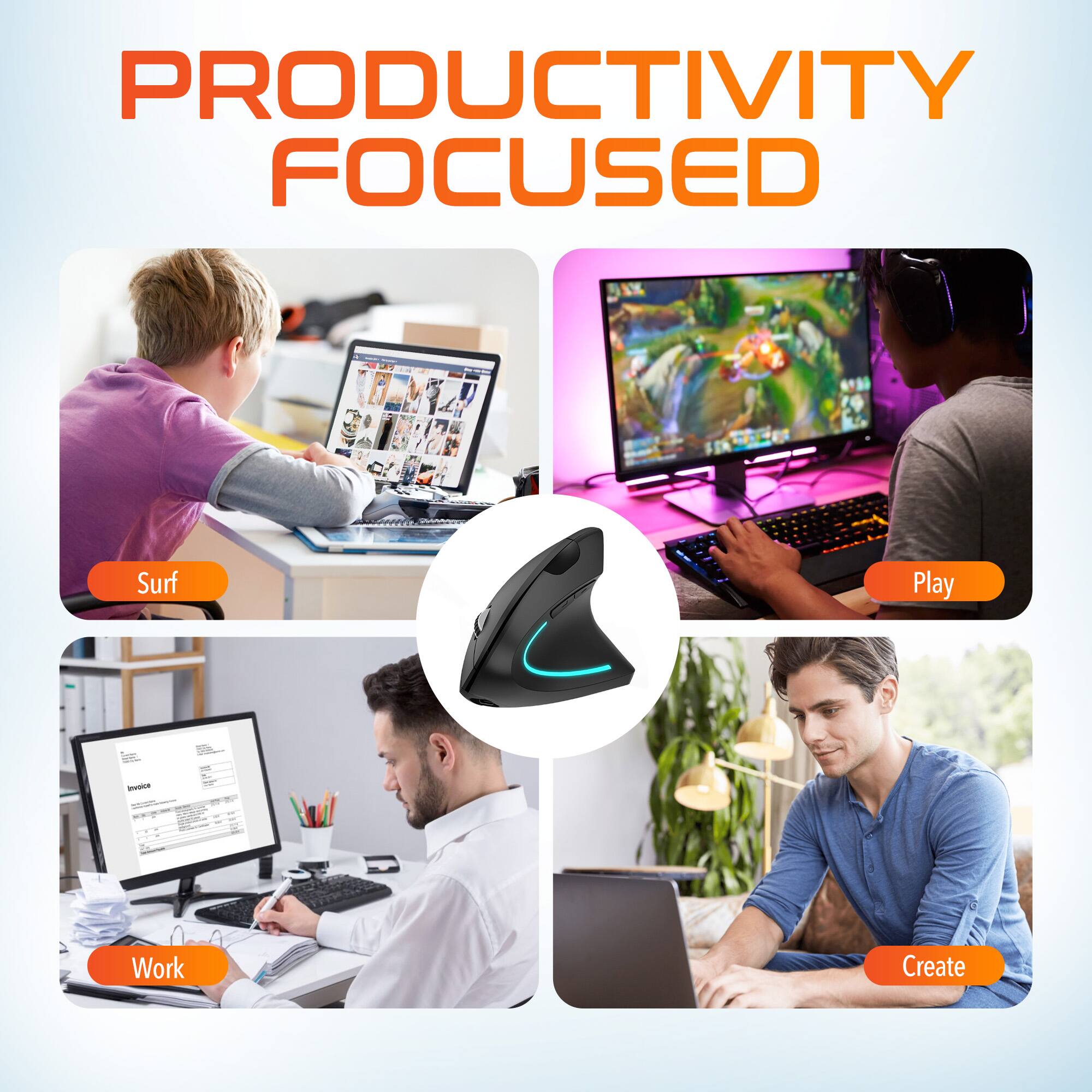 PRODUCTIVITY FOCUSED
Surf
Play
Work
Create