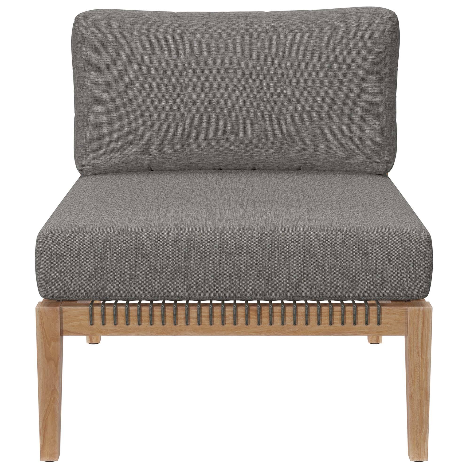 Alt View 3. Modway - Clearwater Outdoor Patio Teak Wood Armless Chair by Modway - Gray Graphite.