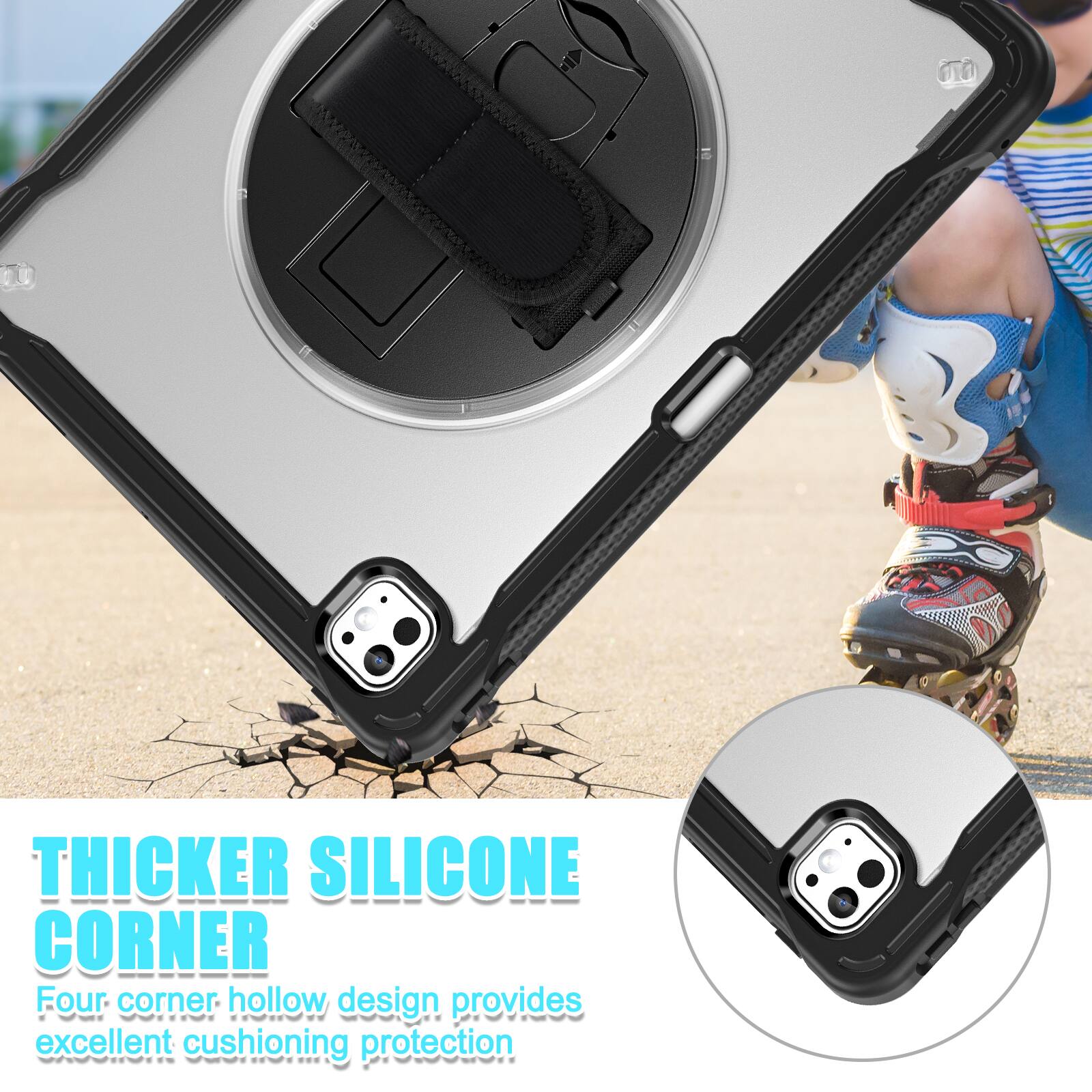 THICKER SILICONE CORNER

Four corner hollow design provides excellent cushioning protection