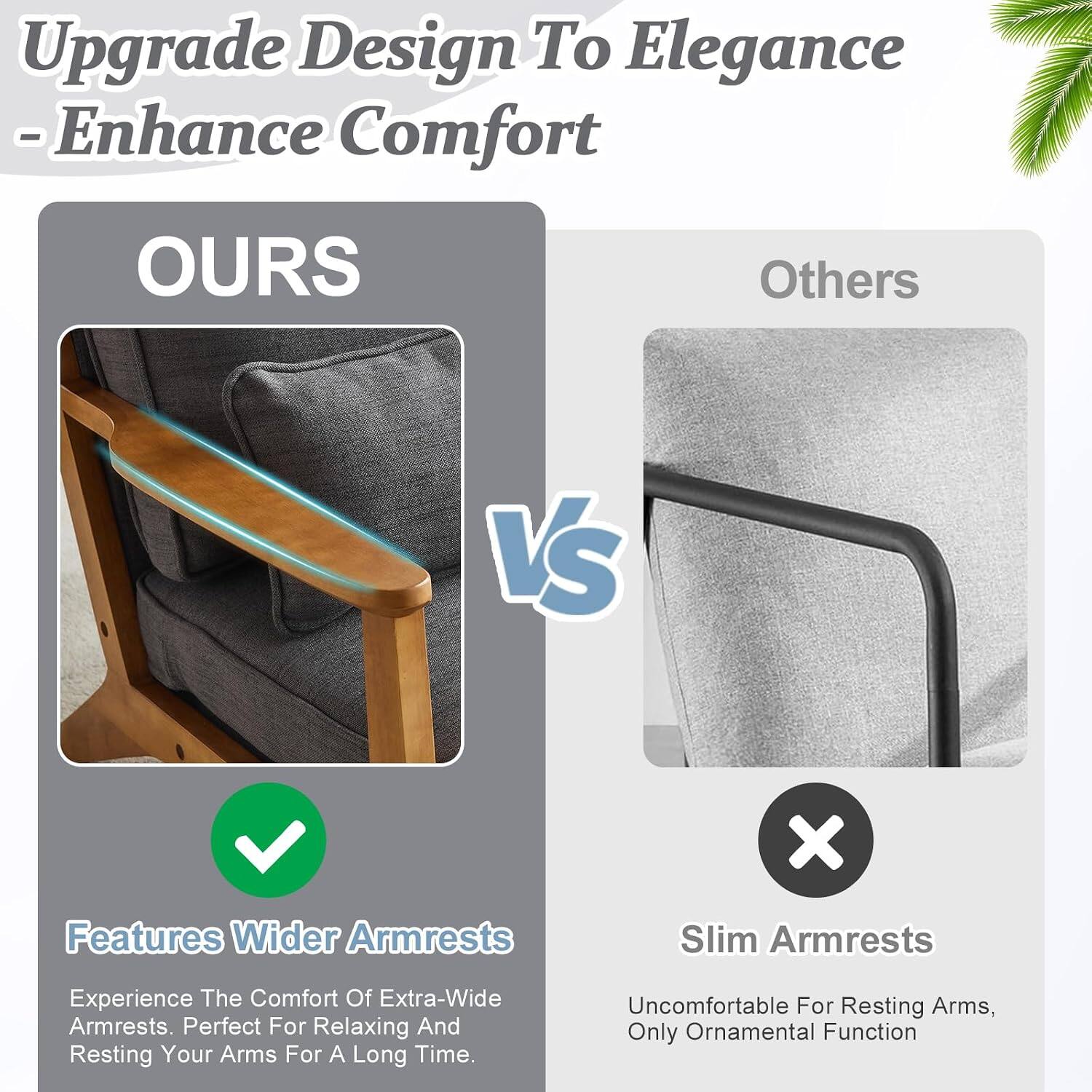 Upgrade Design To Elegance - Enhance Comfort

OURS
Features Wider Armrests
Experience The Comfort Of Extra-Wide Armrests. Perfect For Relaxing And Resting Your Arms For A Long Time.

Others
Slim Armrests
Uncomfortable For Resting Arms, Only Ornamental Function