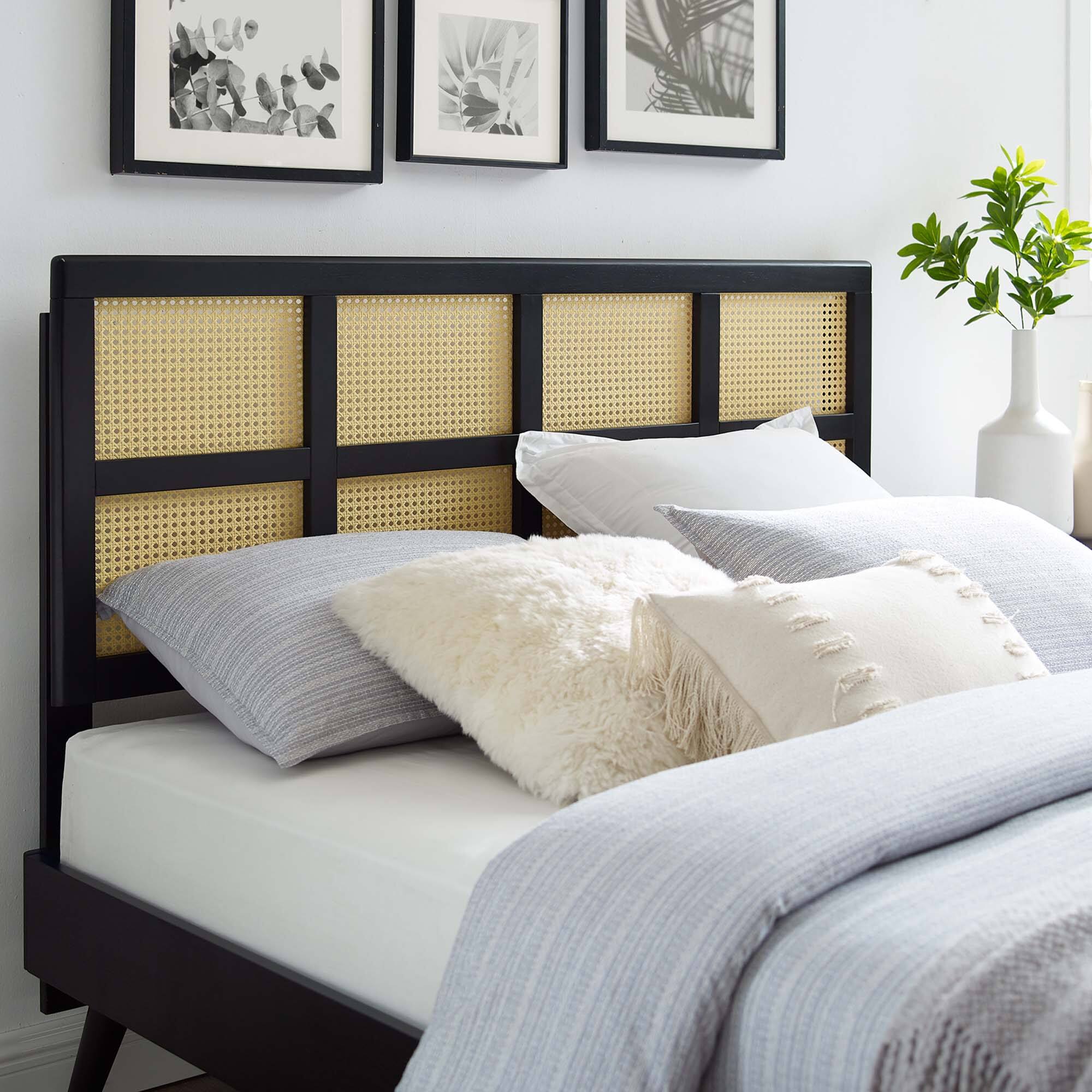 Alt View 2. Modway - Luana Cane Queen Headboard by Modway - Black.