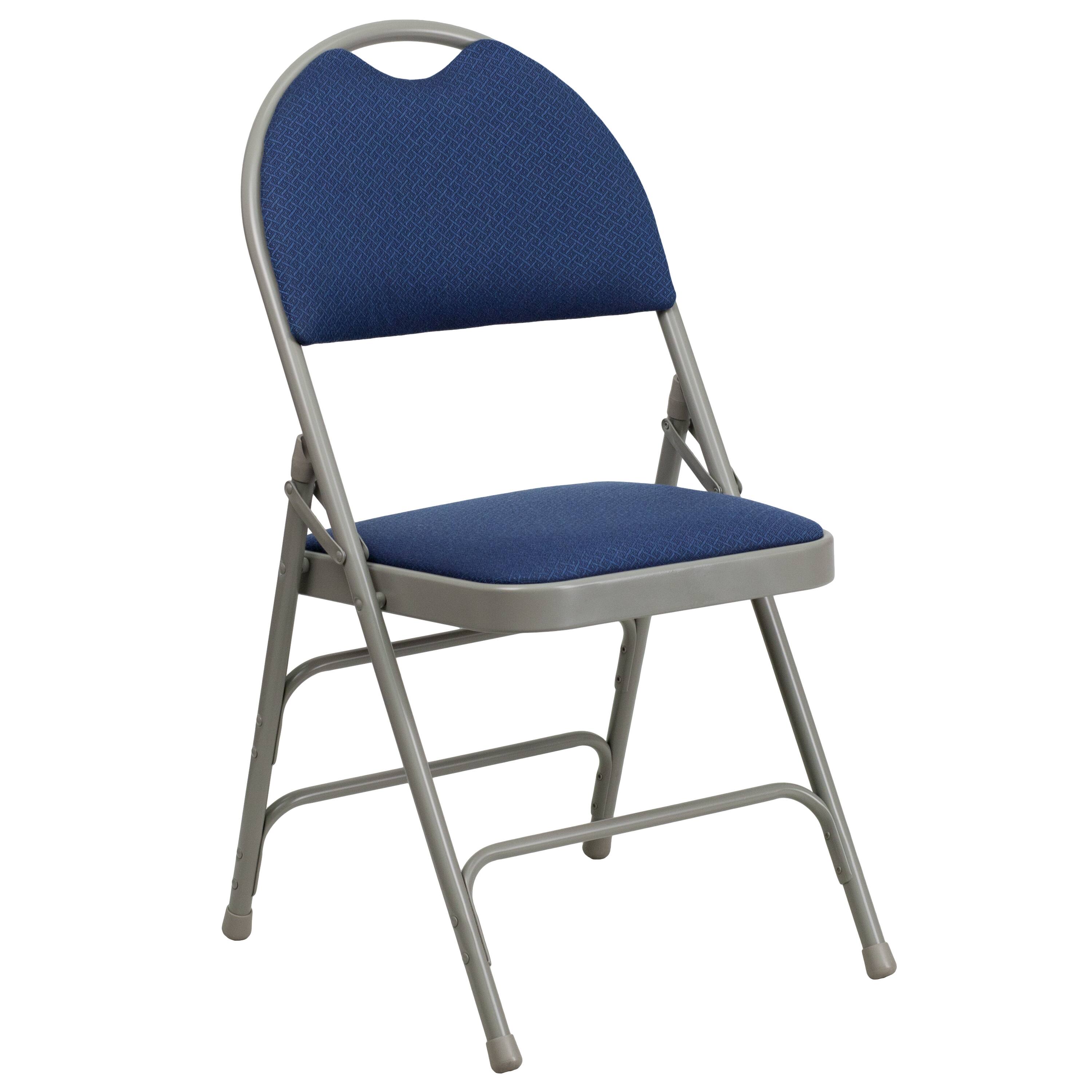 Alt View 9. Emma + Oliver - 2 Pack Home & Office Easy-Carry Party Events Padded Folding Chair - Navy Fabric/Gray Frame.