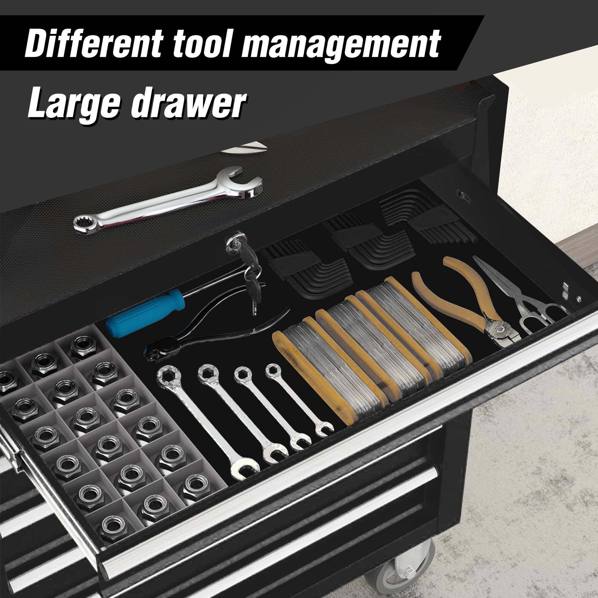 Different tool management  
Large drawer