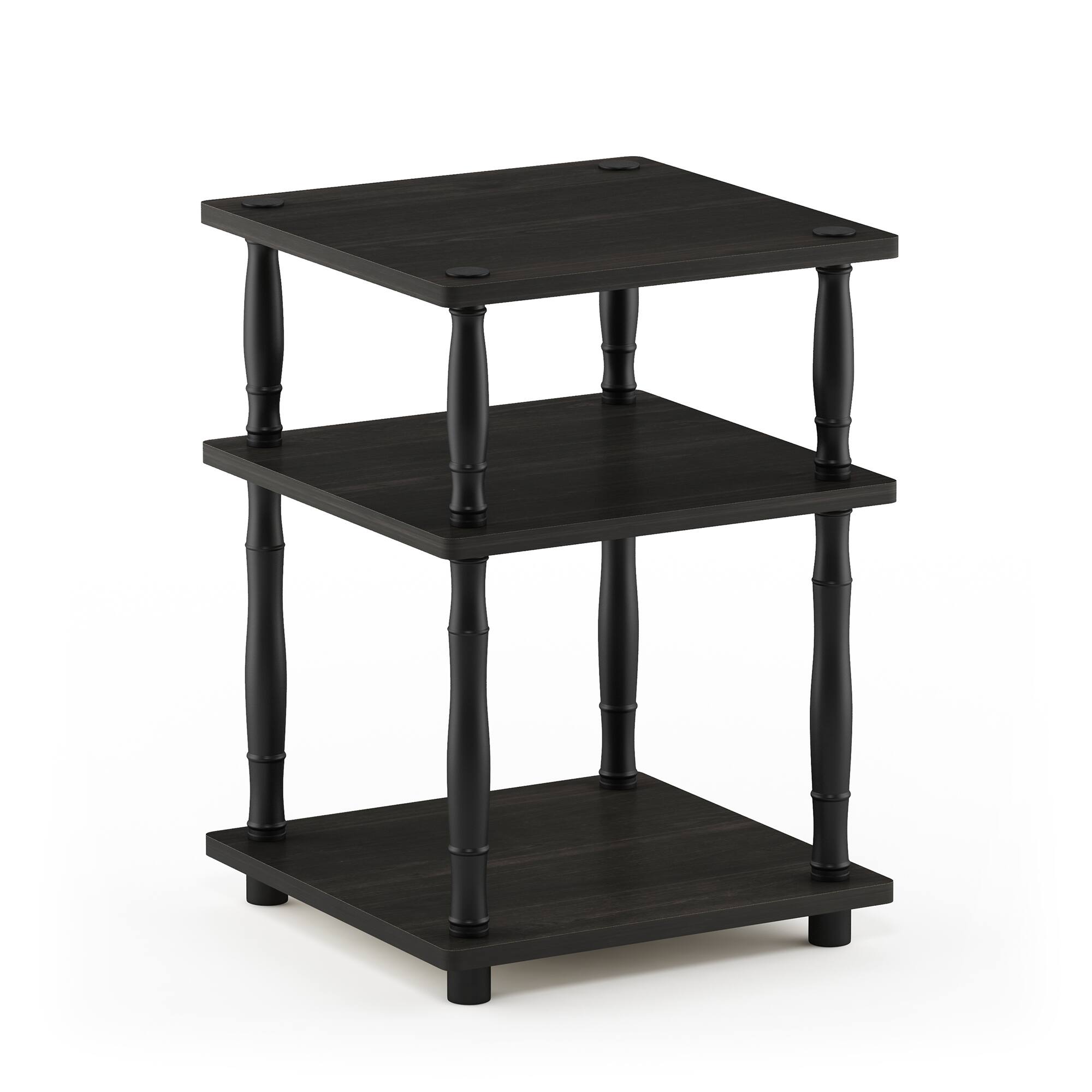 Alt View 4. Furinno - TURN-N-TUBE Night Stand, 3-Tier Square Nightstand, Open Shelf Side Table, End Table with Classic Tube - Espresso/Black Classic Tube.