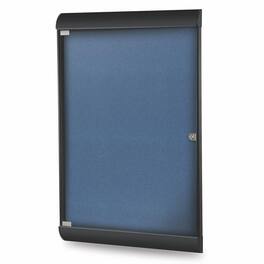 Ghent - 42⅛"x27¾" 1-Dr Silhouette Encl Bulletin Bd, Black Frame, Vinyl Fabric - Navy