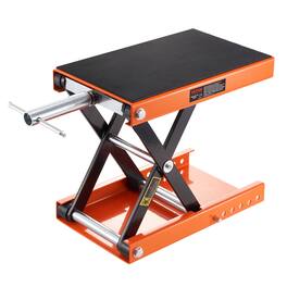 VEVOR - Motorcycle Lift, 1100 LBS Motorcycle Scissor Lift Jack with Wide Deck & Safety Pin, 3.7"-13.8" Center Hoist Crank Stand - Orange;Black