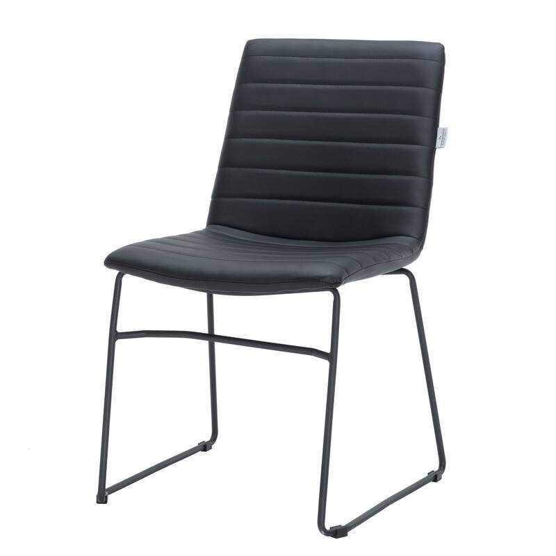 Alt View 7. LeisureMod - Zylar Office Guest Chair with PU Leather, Foam Cushion & Stainless Steel Base - Black.
