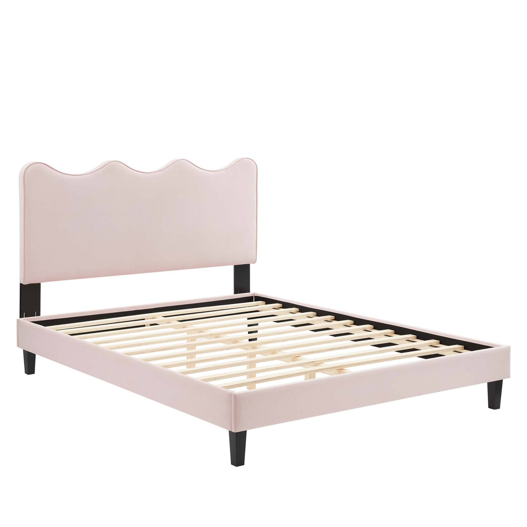 Alt View 2. Modway - Josie Vinyl Queen Platform Bed with Round Splayed Legs - White.